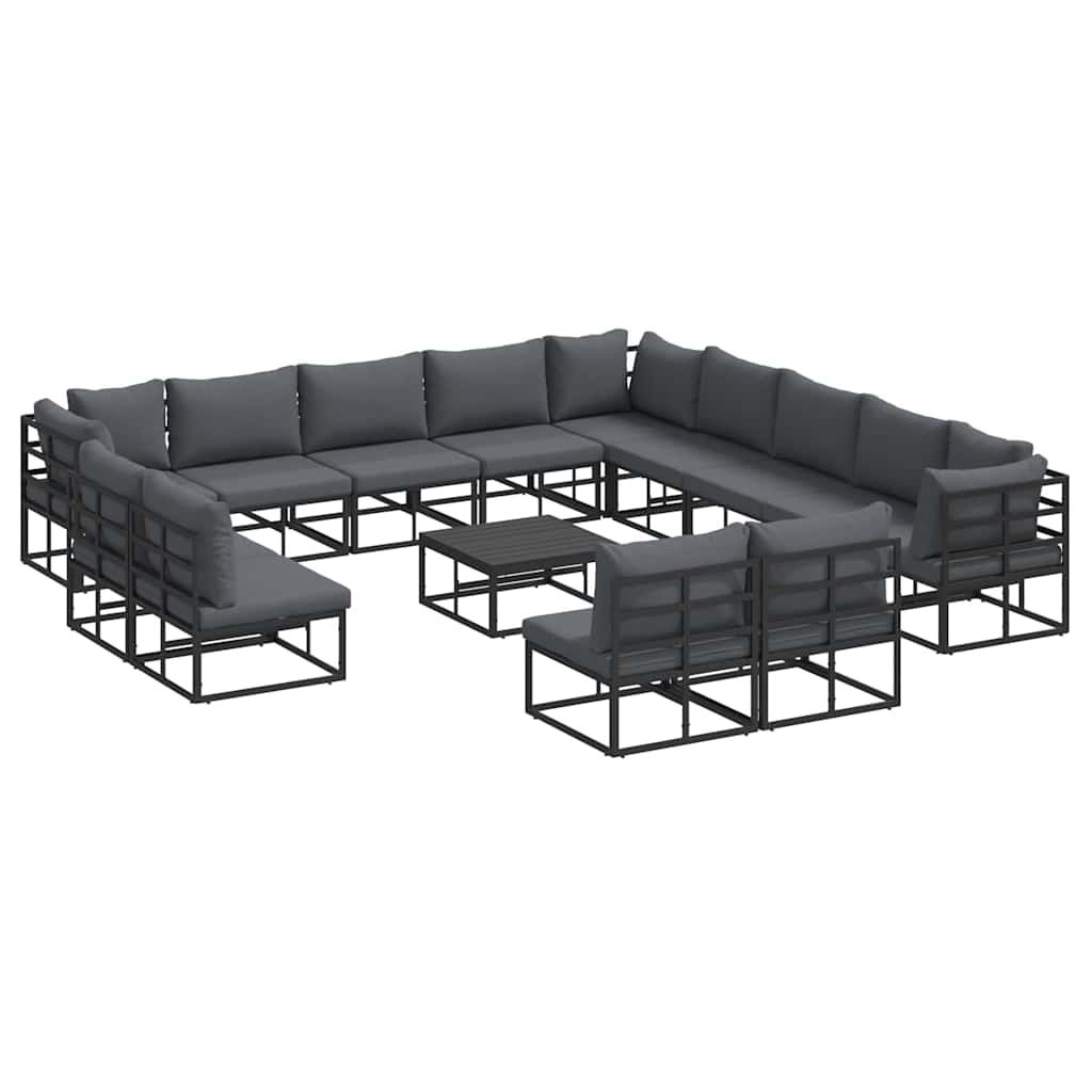 Gartensofa-set 14 stk. Schwarz Aluminium