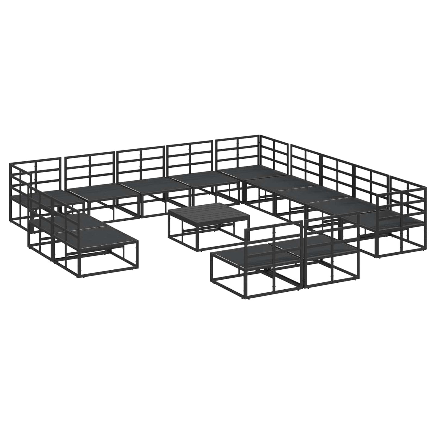 Gartensofa-set 14 stk. Schwarz Aluminium