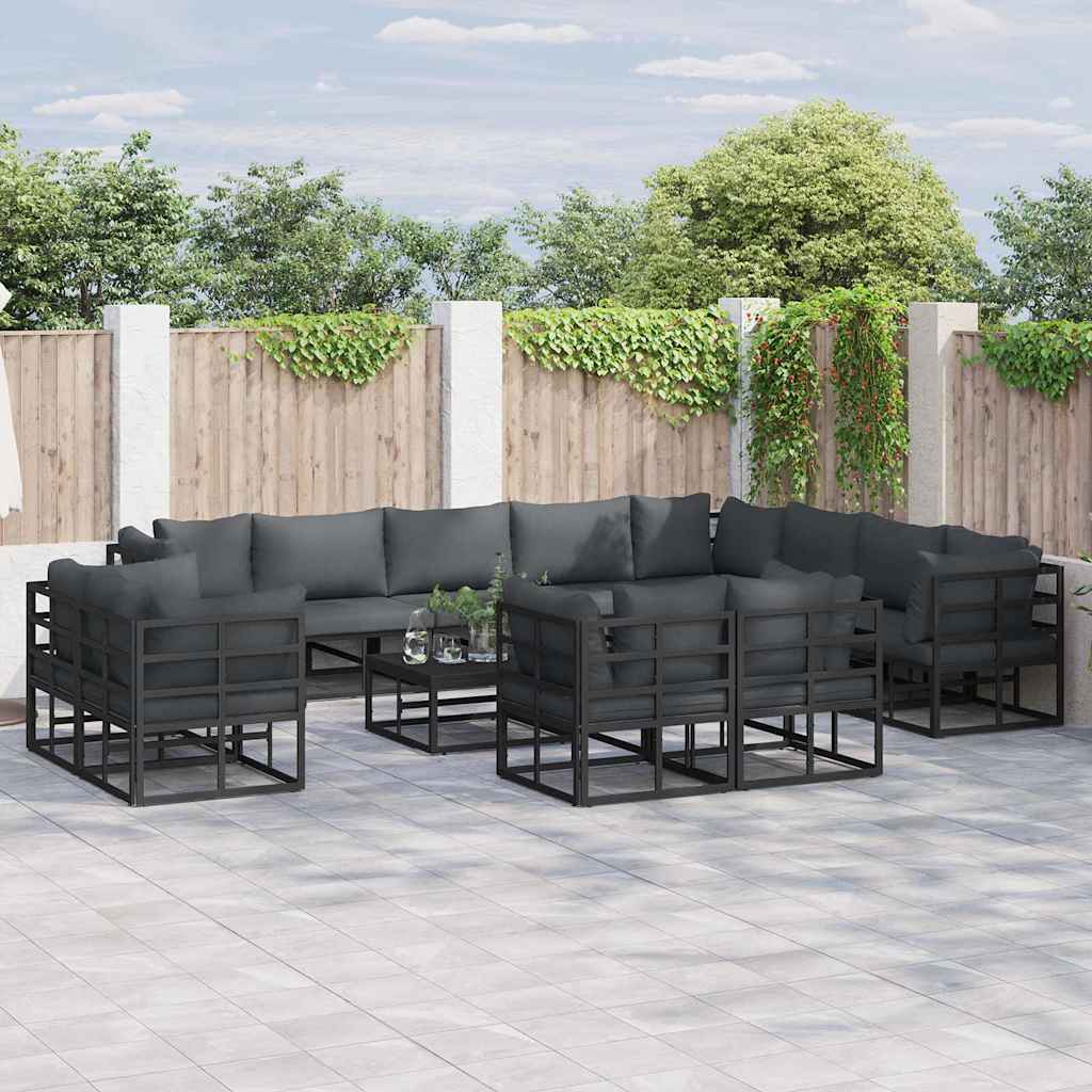 Gartensofa-set 13 stk. Schwarz Aluminium