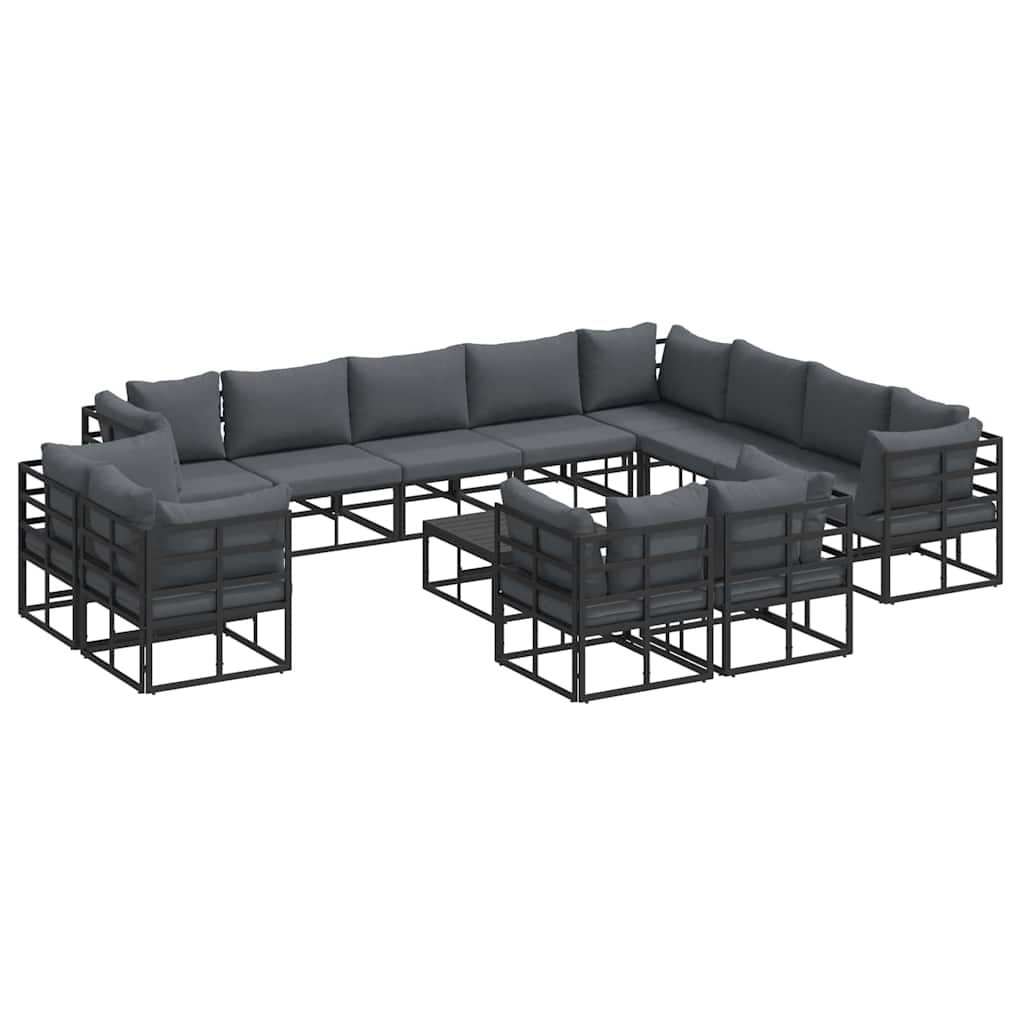 Gartensofa-set 13 stk. Schwarz Aluminium