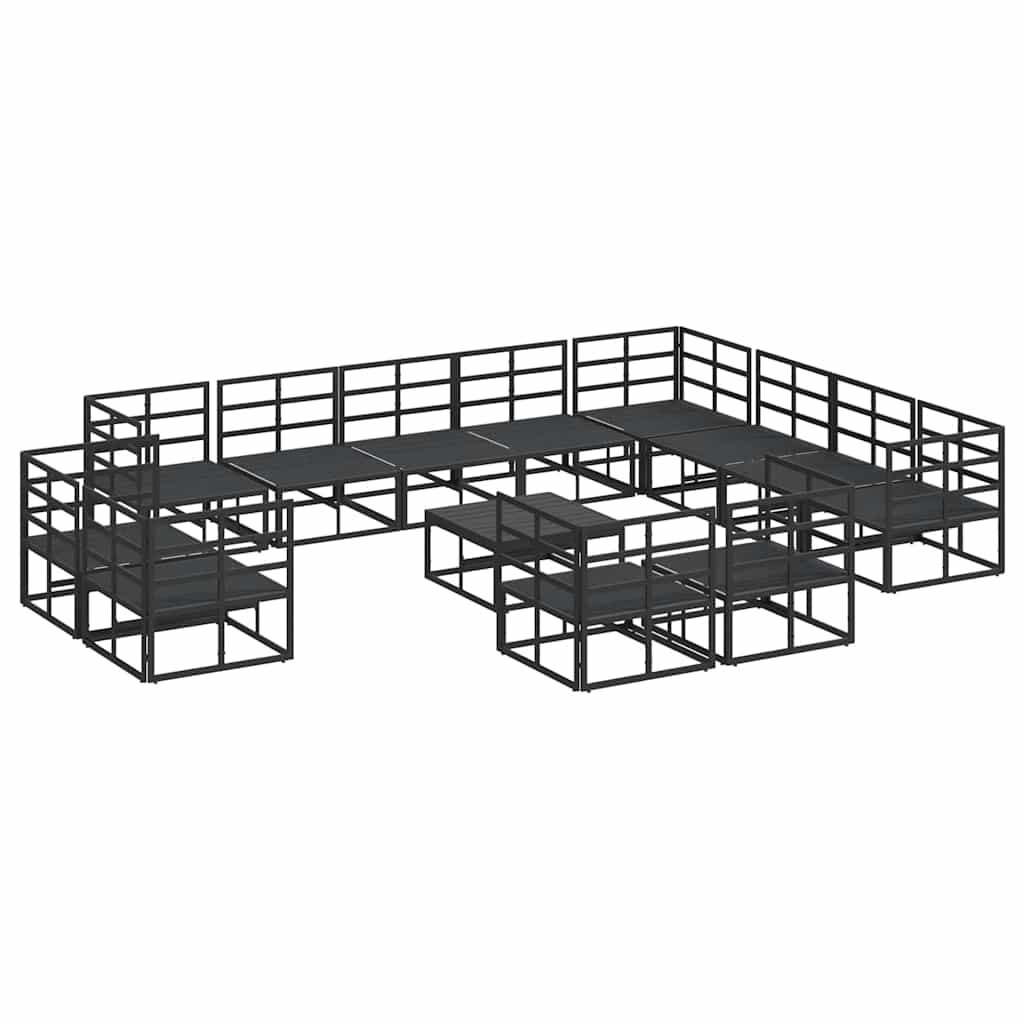 Gartensofa-set 13 stk. Schwarz Aluminium