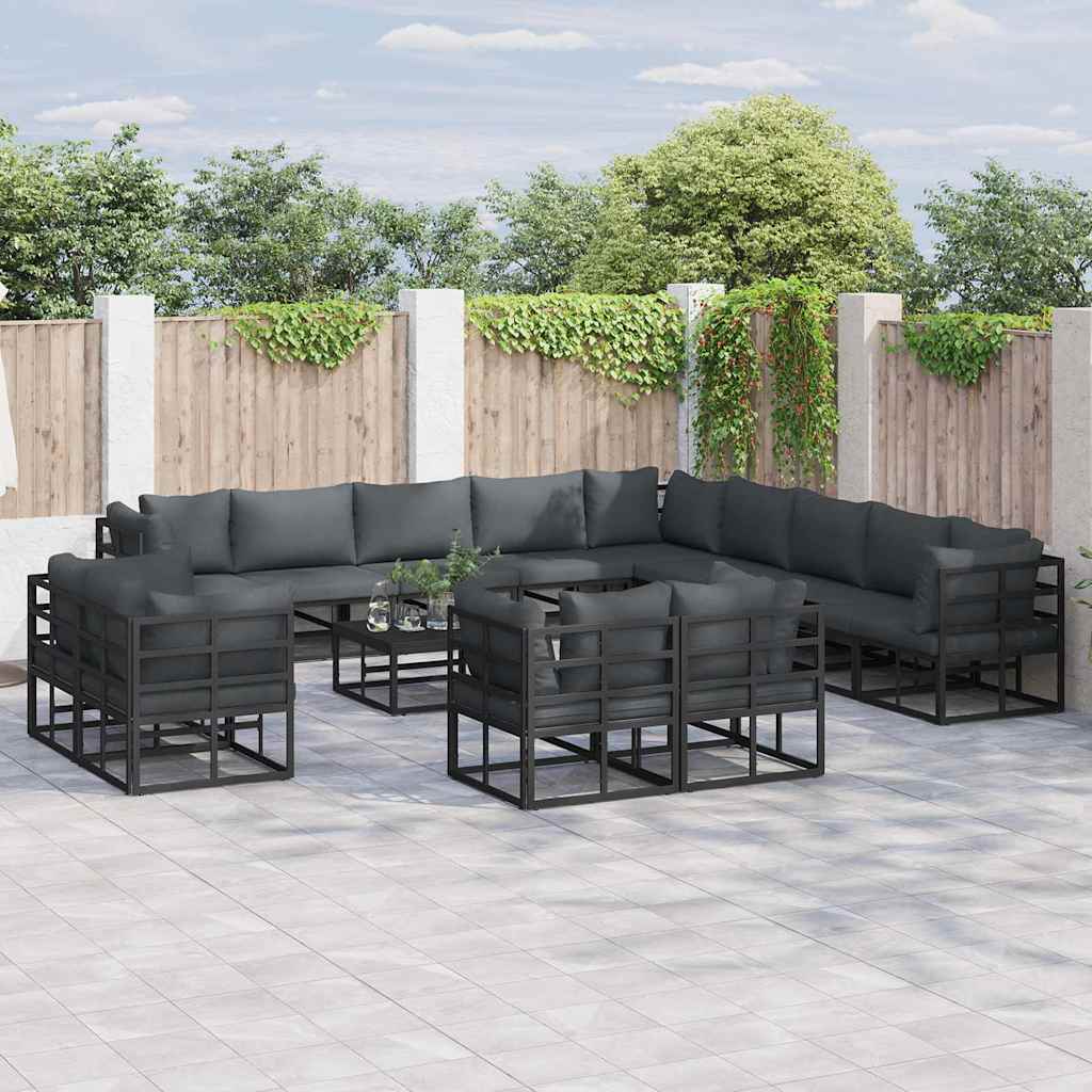 Gartensofa-set 13 stk. Schwarz Aluminium