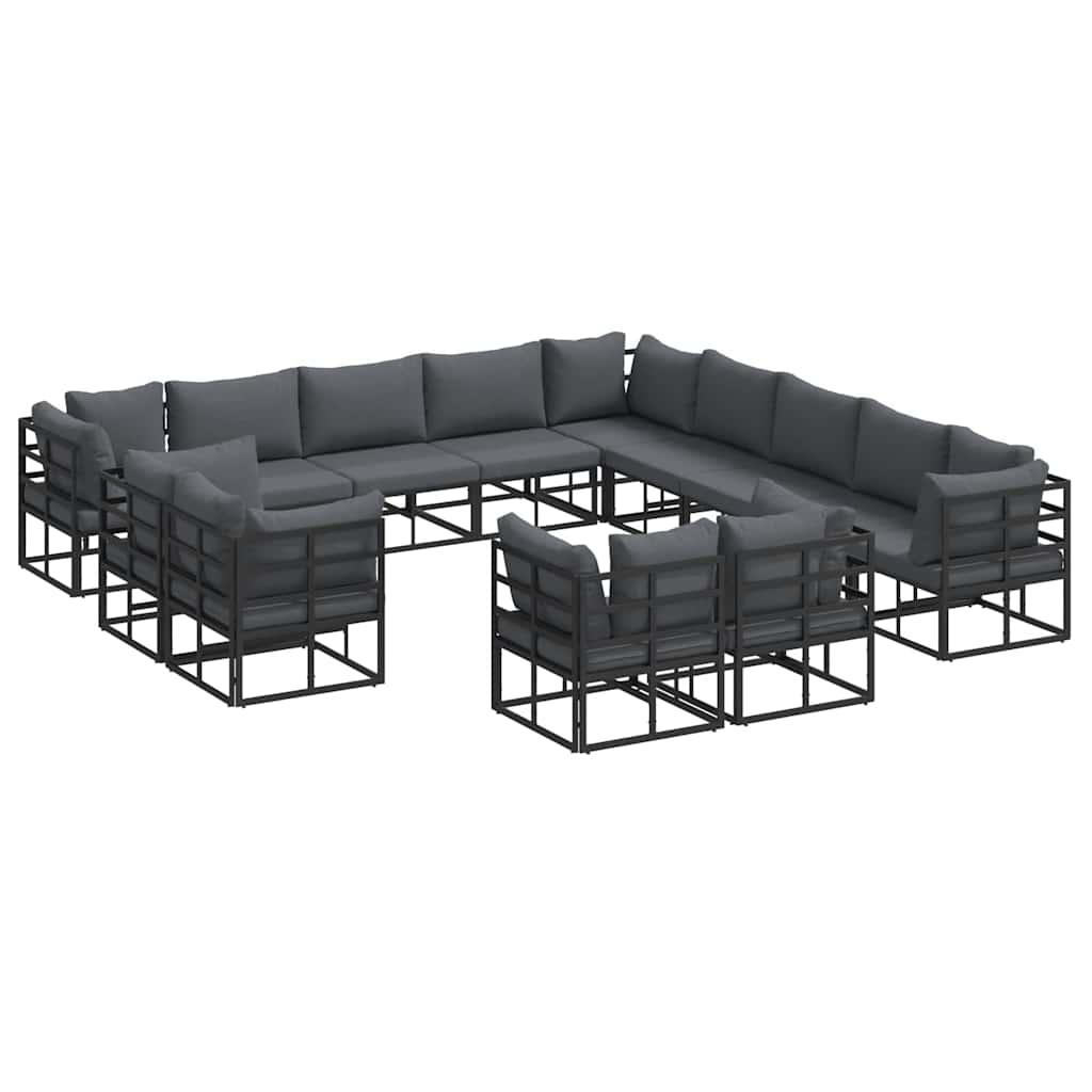 Gartensofa-set 13 stk. Schwarz Aluminium