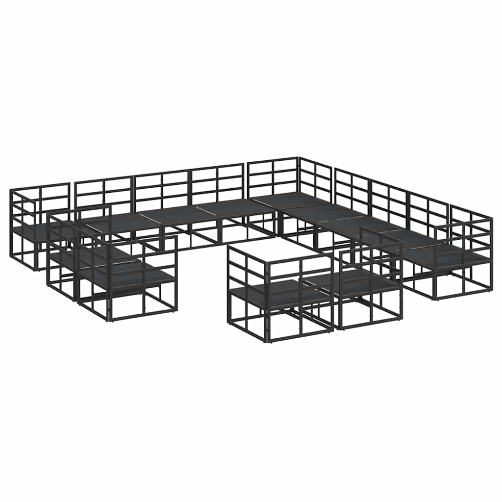 Gartensofa-set 13 stk. Schwarz Aluminium