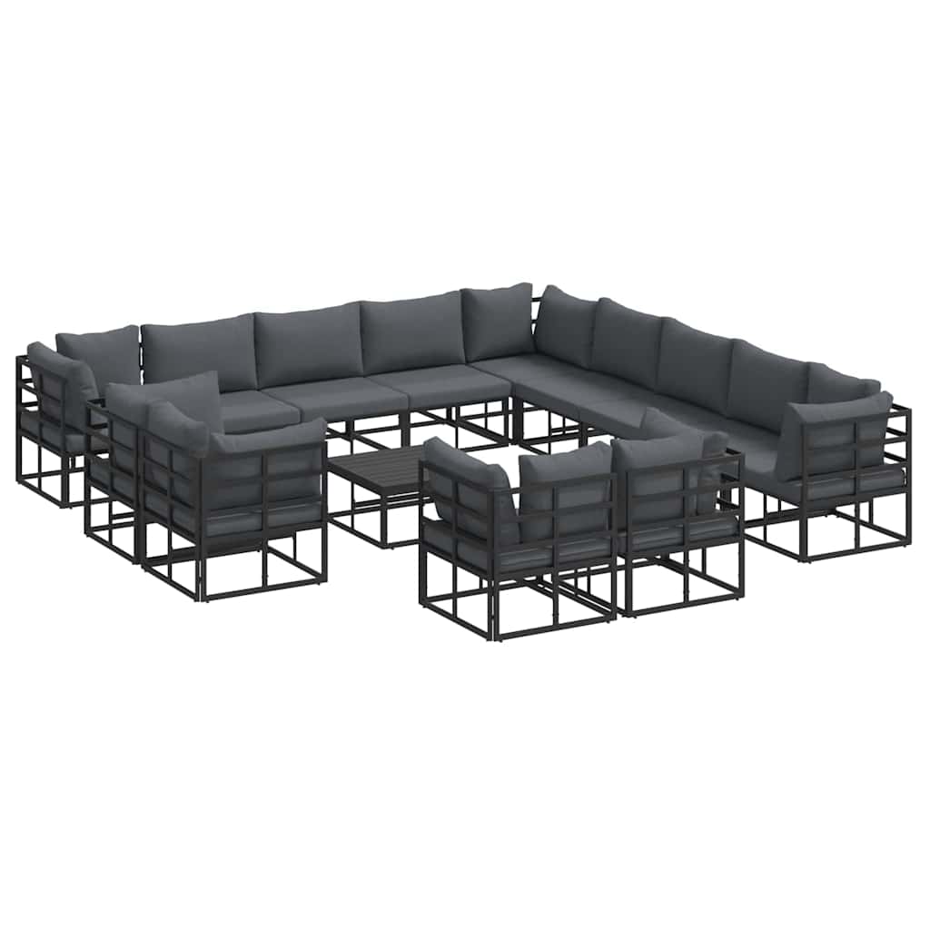 Gartensofa-set 14 stk. Schwarz Aluminium