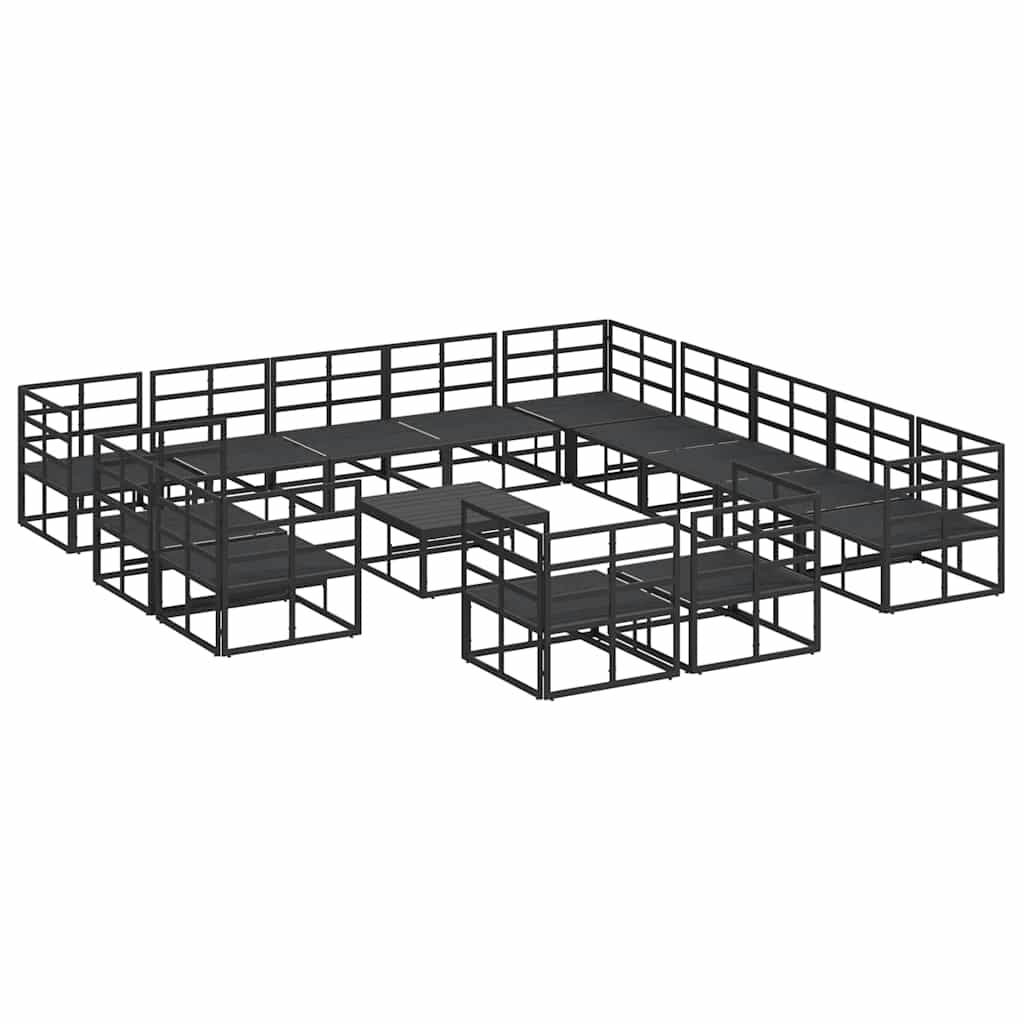 Gartensofa-set 14 stk. Schwarz Aluminium