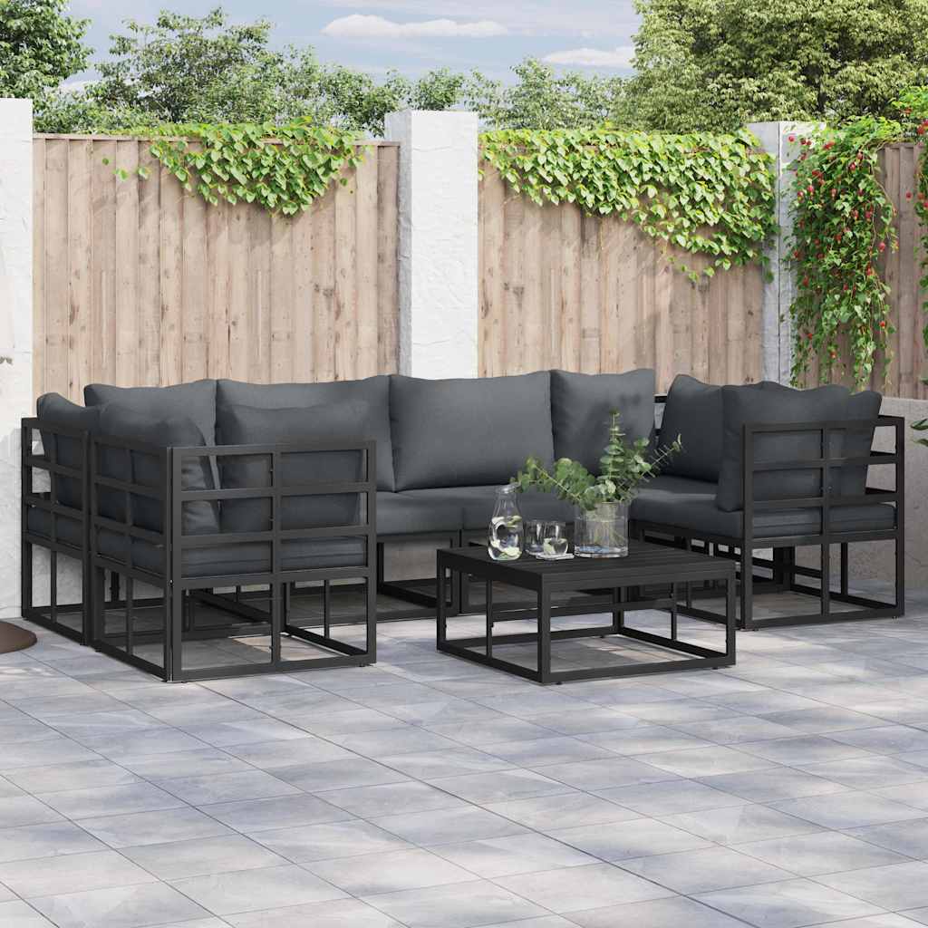 Gartensofa-set 6 stk. Schwarz Aluminium