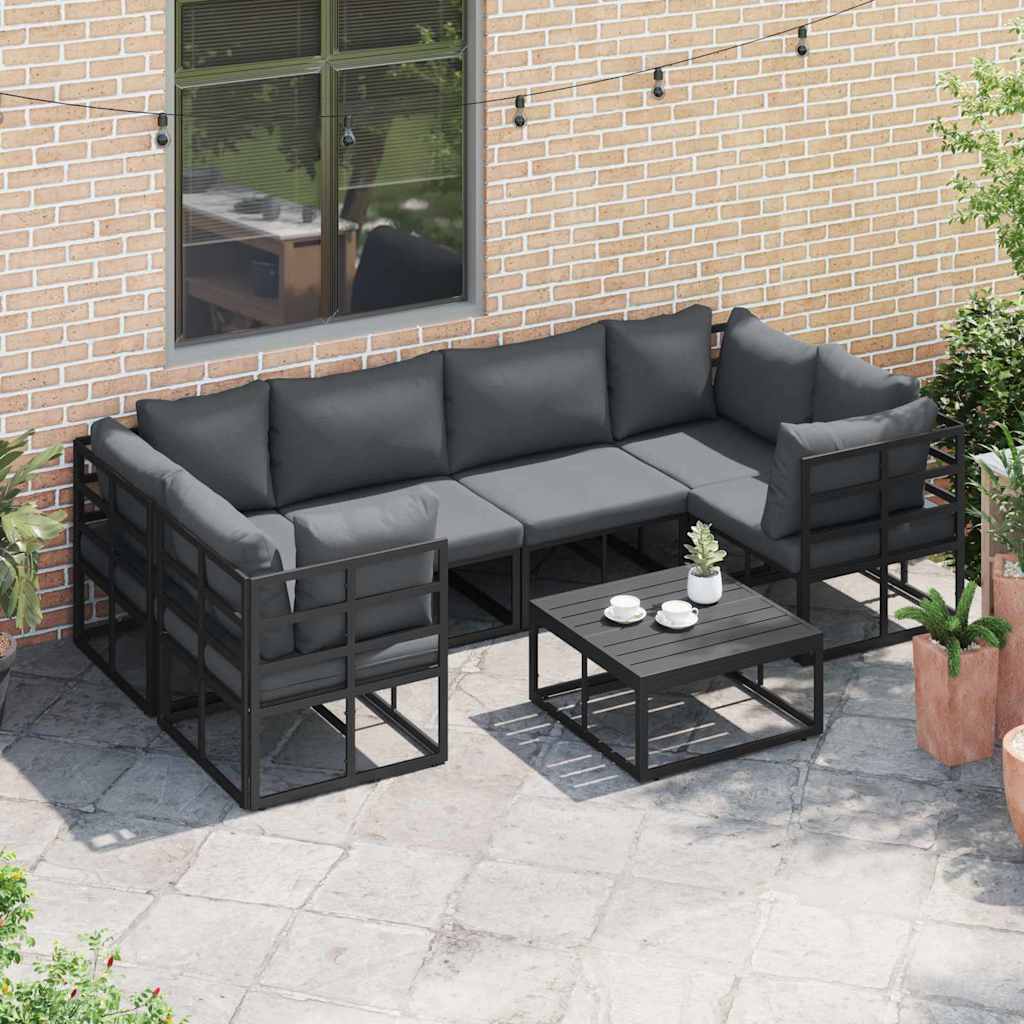Gartensofa-set 6 stk. Schwarz Aluminium