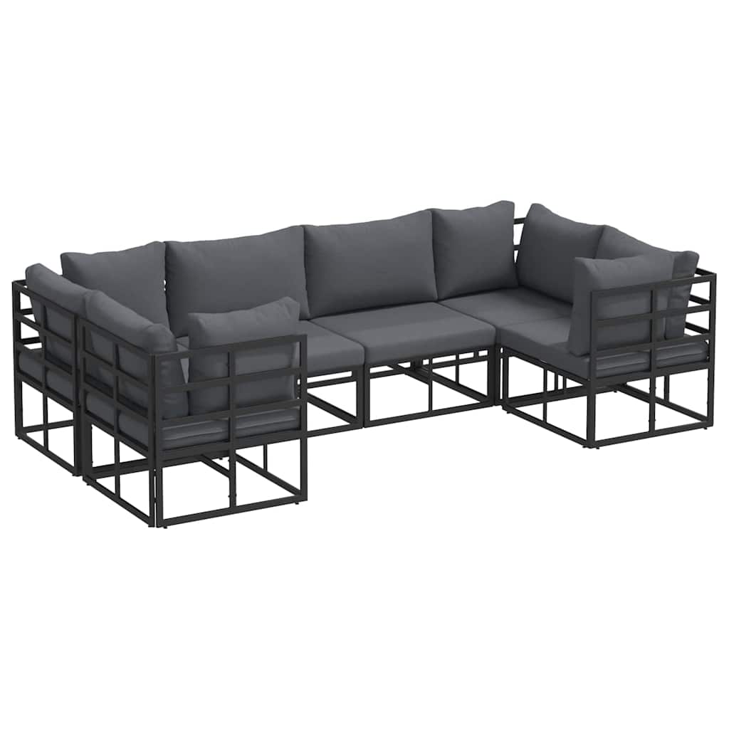 Gartensofa-set 6 stk. Schwarz Aluminium