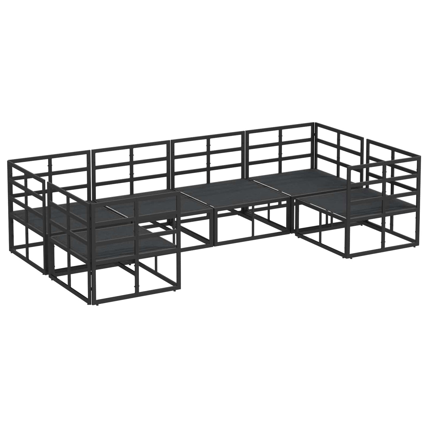 Gartensofa-set 6 stk. Schwarz Aluminium