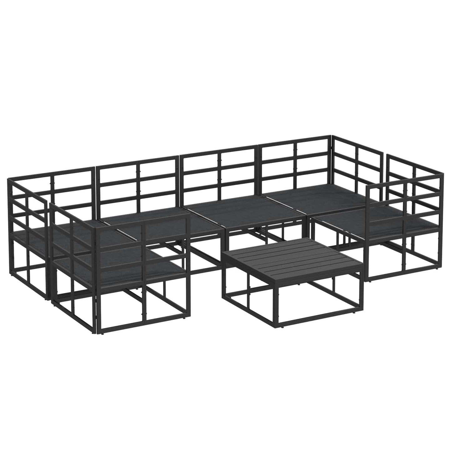 Gartensofa-set 7 stk. Schwarz Aluminium