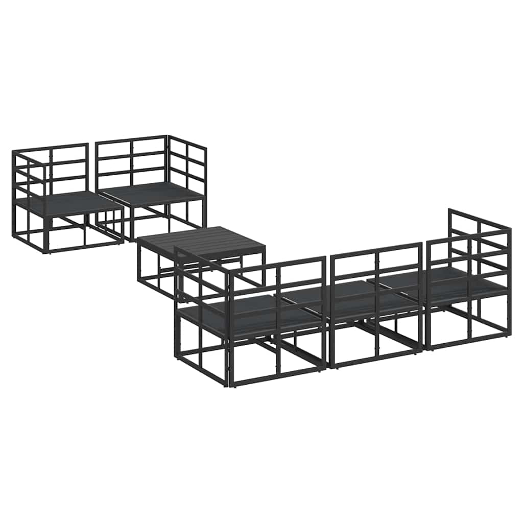 Gartensofa-set mit Kissen 6 pcs Schwarz Stahl