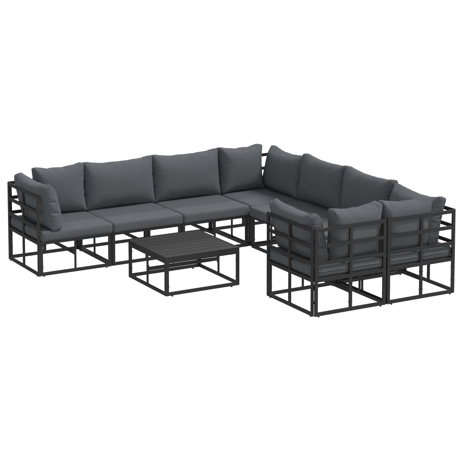 Gartensofa-set 9 stk. Schwarz Stahl