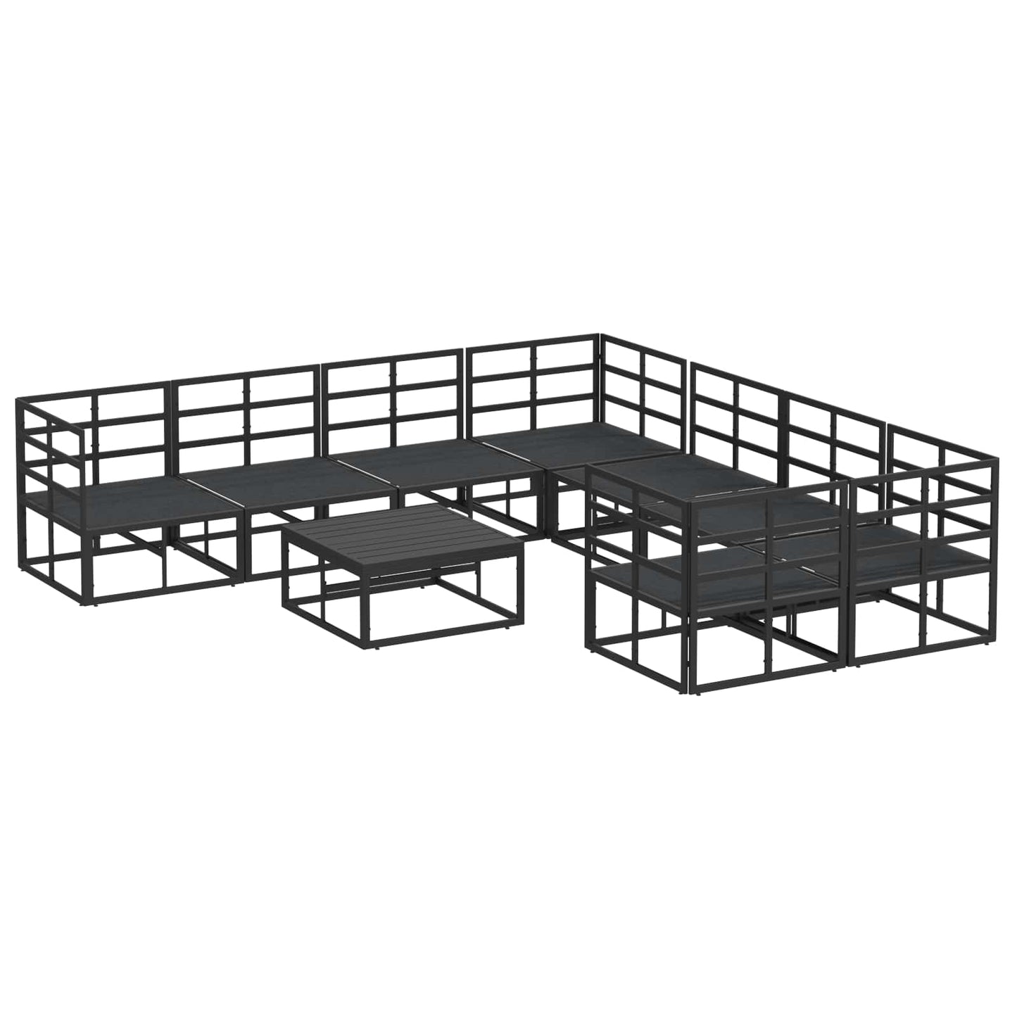 Gartensofa-set 9 stk. Schwarz Stahl