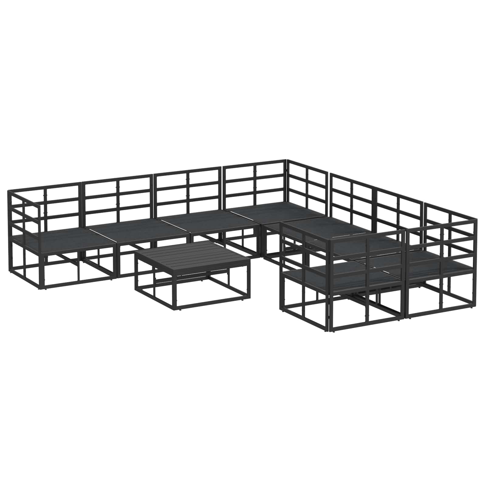 Gartensofa-set 9 stk. Schwarz Stahl