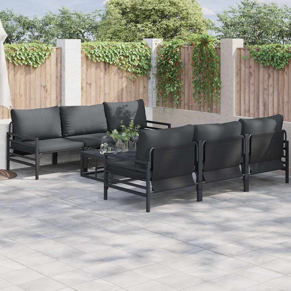 Gartensofa-set 7 stk. Schwarz Stahl