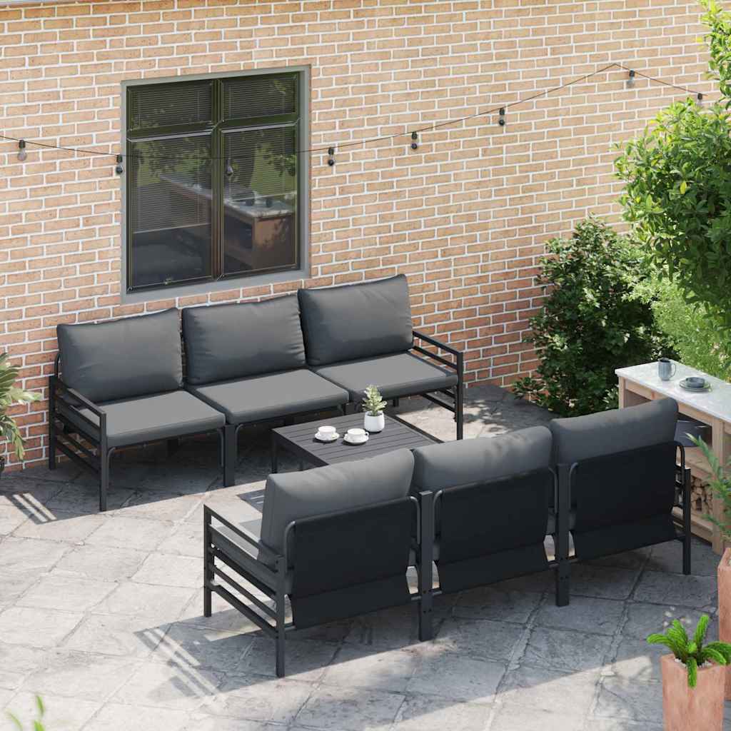 Gartensofa-set 7 stk. Schwarz Stahl