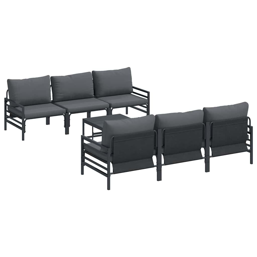 Gartensofa-set 7 stk. Schwarz Stahl