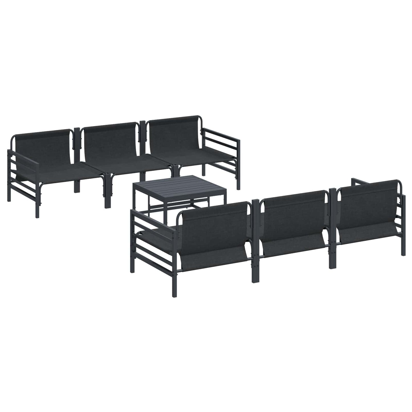 Gartensofa-set 7 stk. Schwarz Stahl