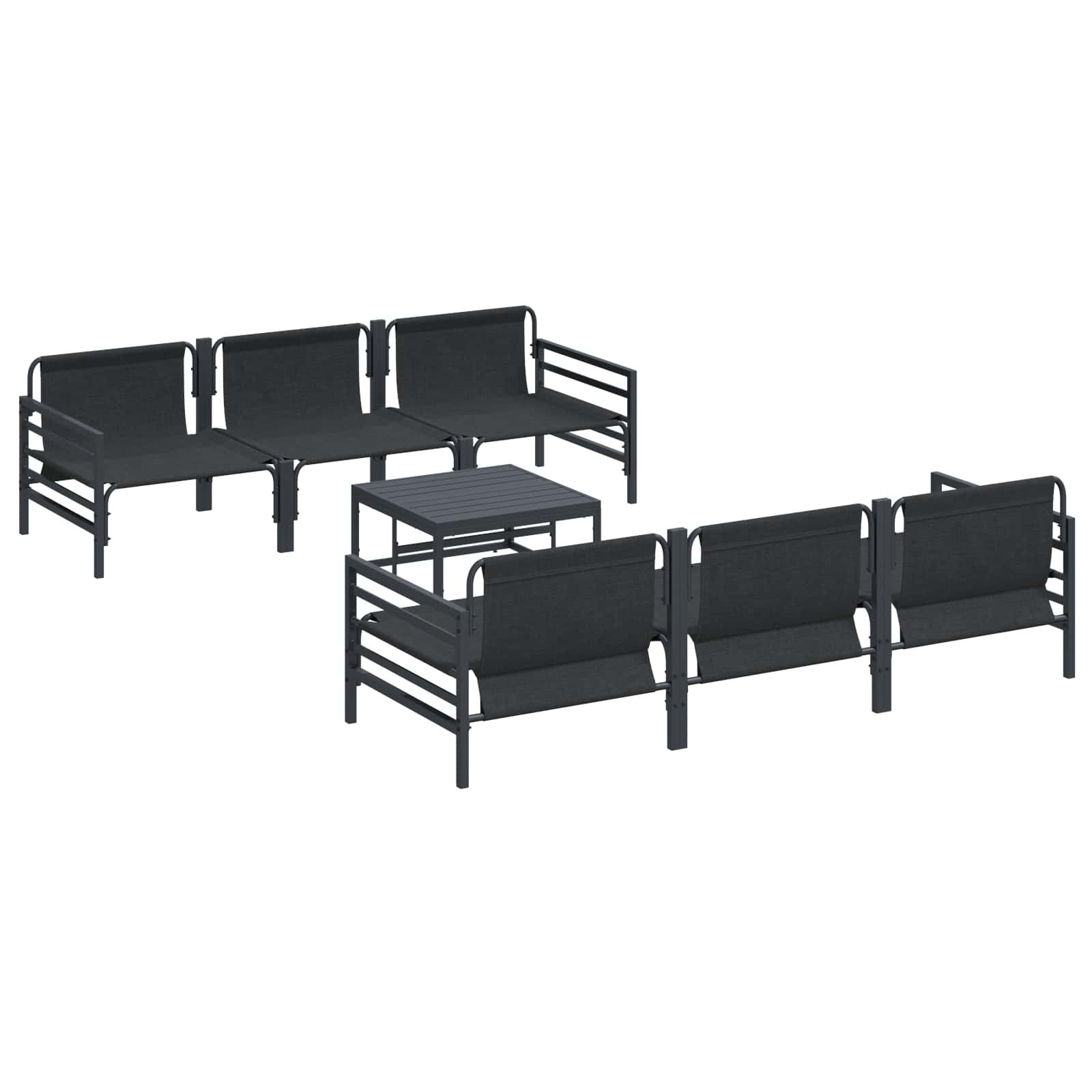 Gartensofa-set 7 stk. Schwarz Stahl