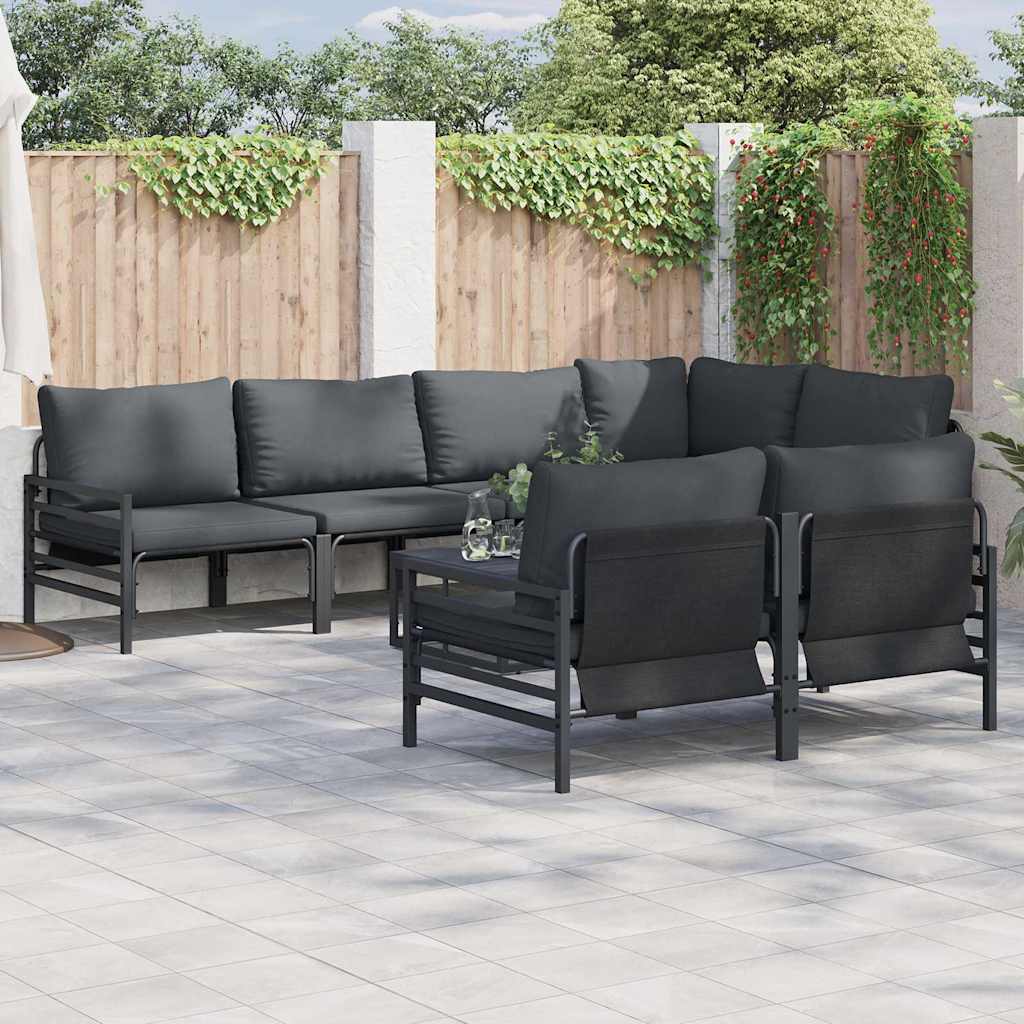 Gartensofa-set 7 stk. Schwarz Stahl