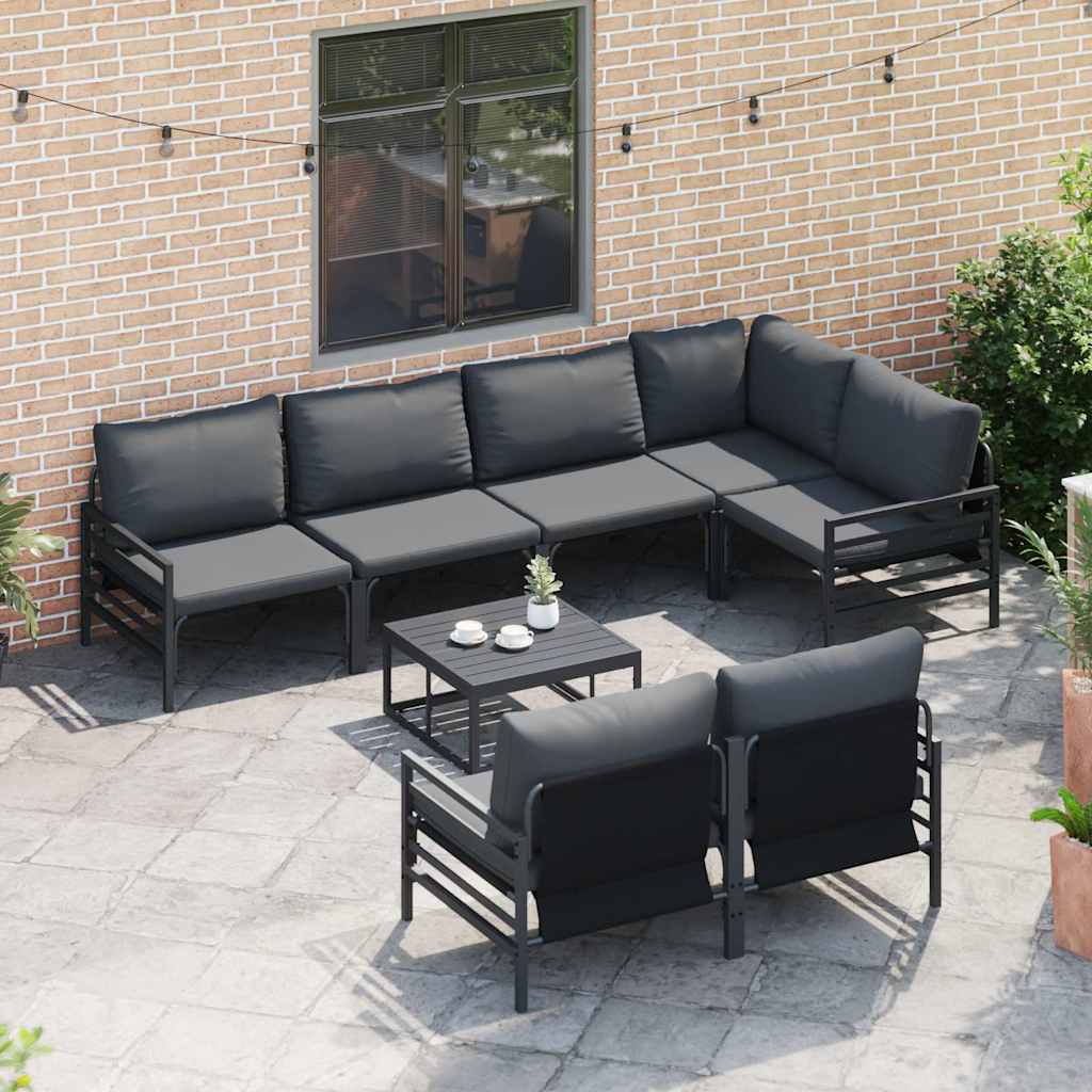 Gartensofa-set 7 stk. Schwarz Stahl