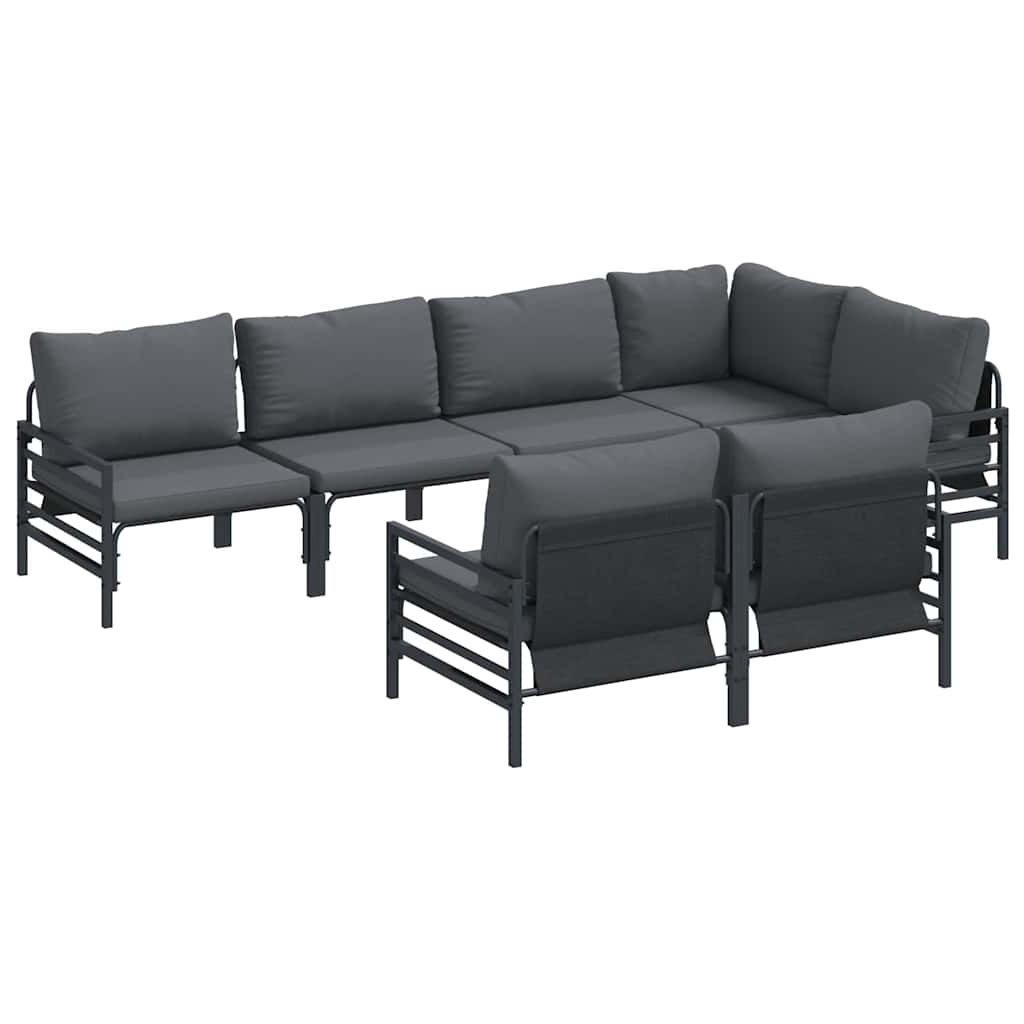 Gartensofa-set 7 stk. Schwarz Stahl
