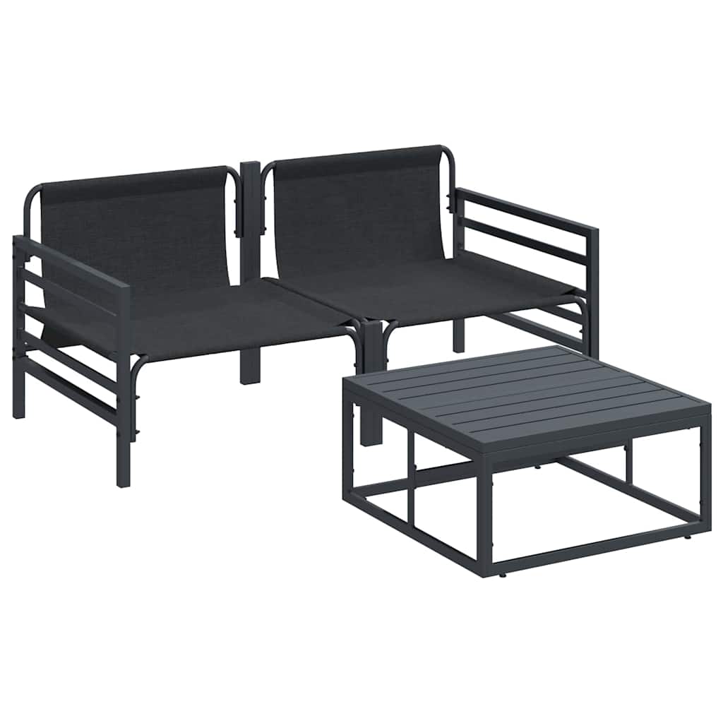 Gartensofa-set 3 stk. Schwarz Stahl