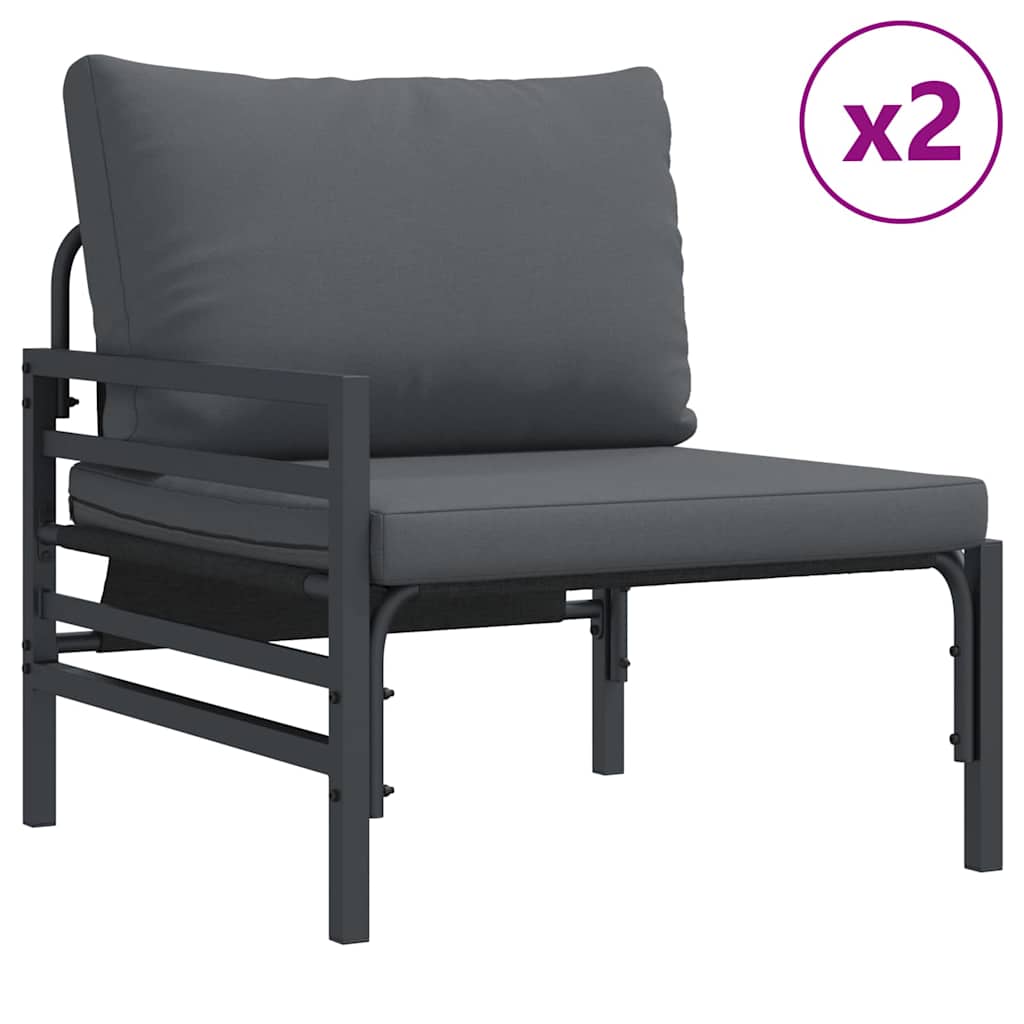 Gartensofa-set 3 stk. Schwarz Stahl