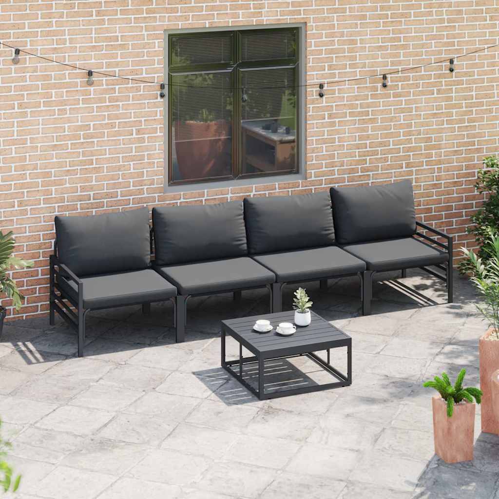 Gartensofa-set 4 stk. Schwarz Stahl