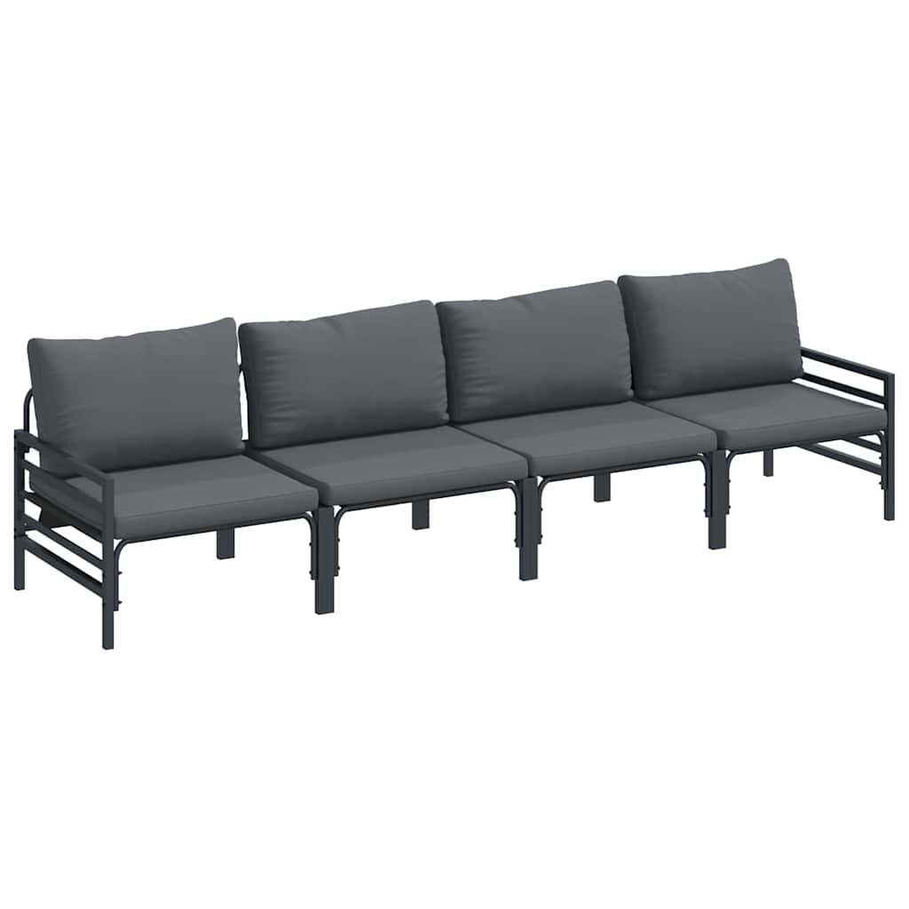 Gartensofa-set 4 stk. Schwarz Stahl