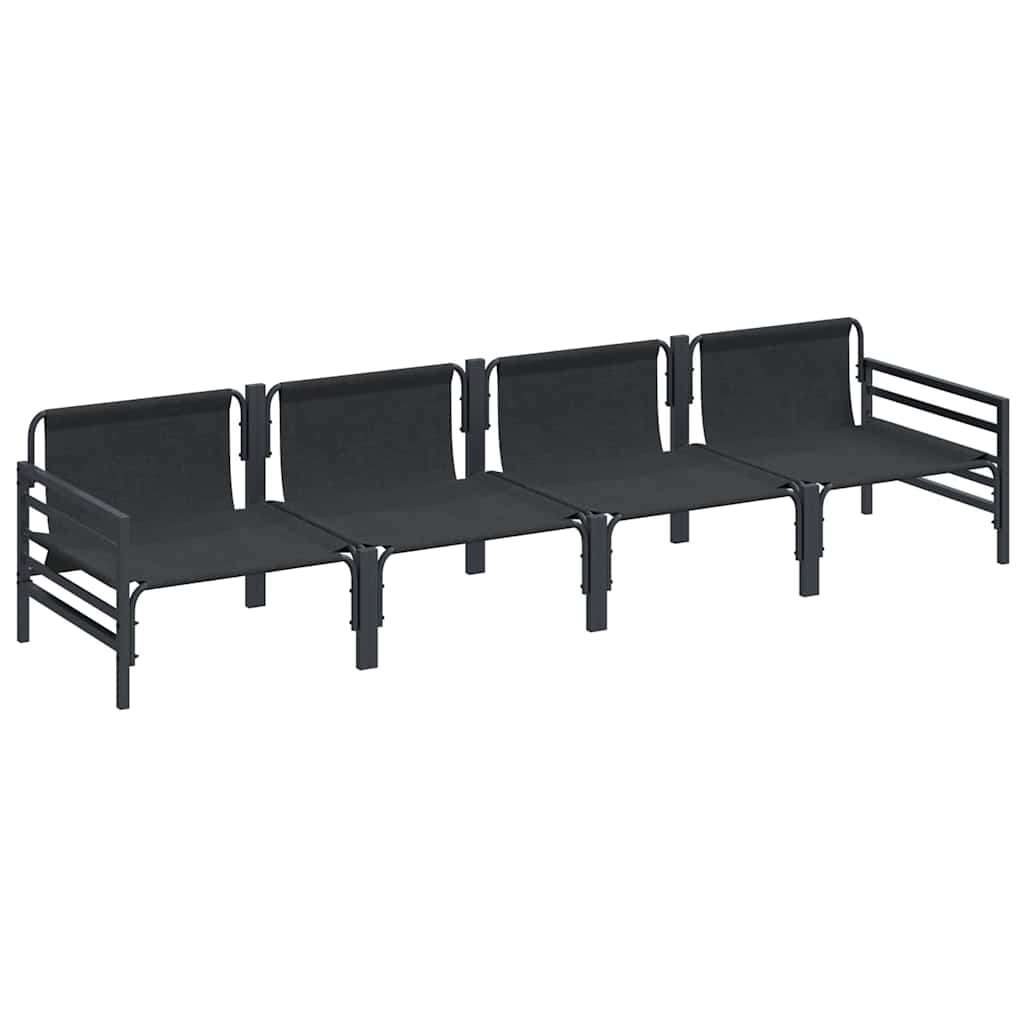 Gartensofa-set 4 stk. Schwarz Stahl