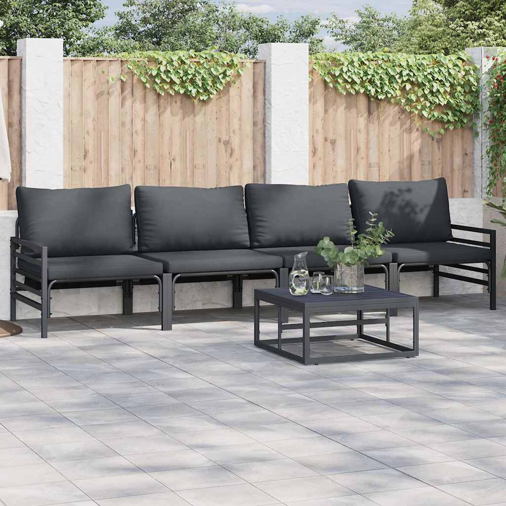 Gartensofa-set 5 stk. Schwarz Stahl