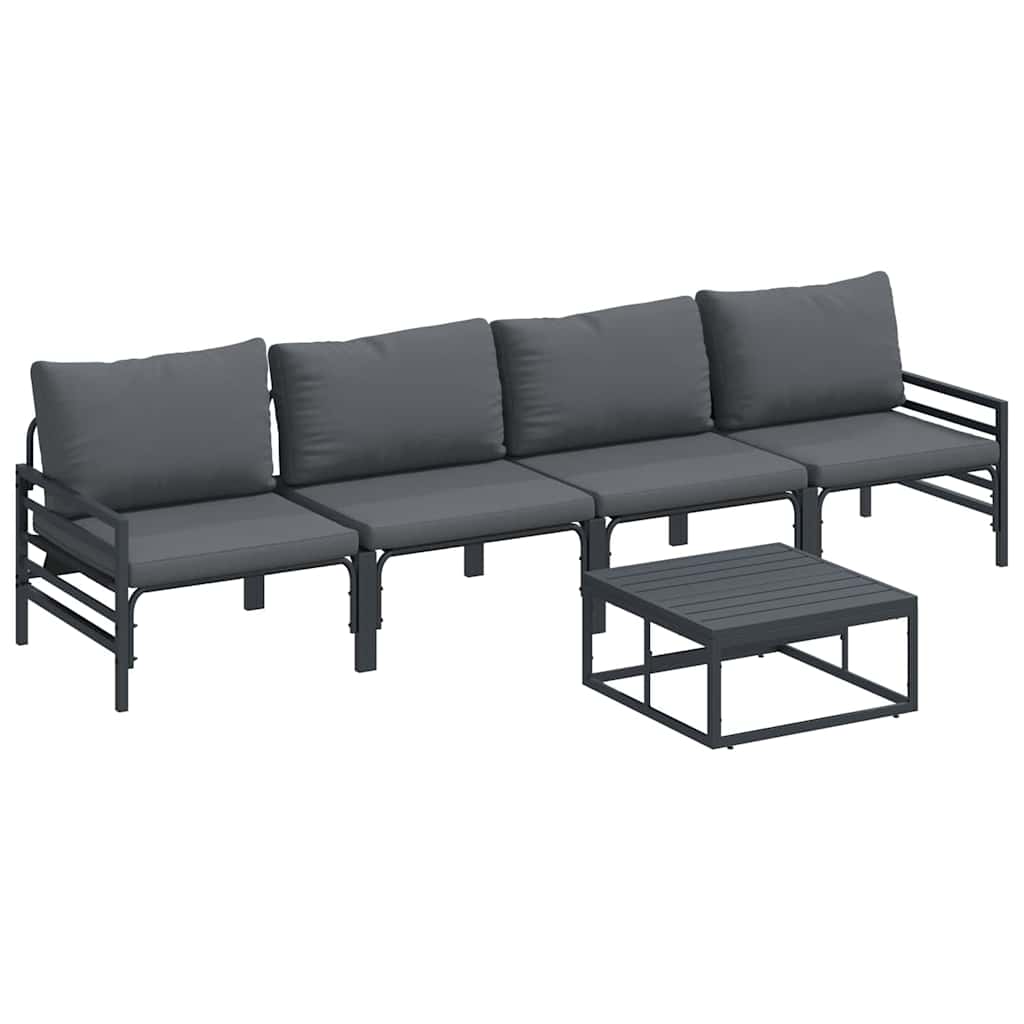Gartensofa-set 5 stk. Schwarz Stahl
