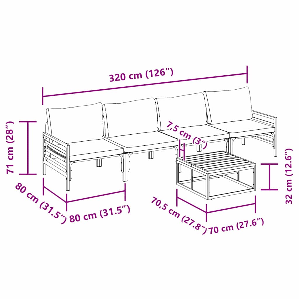 Gartensofa-set 5 stk. Schwarz Stahl