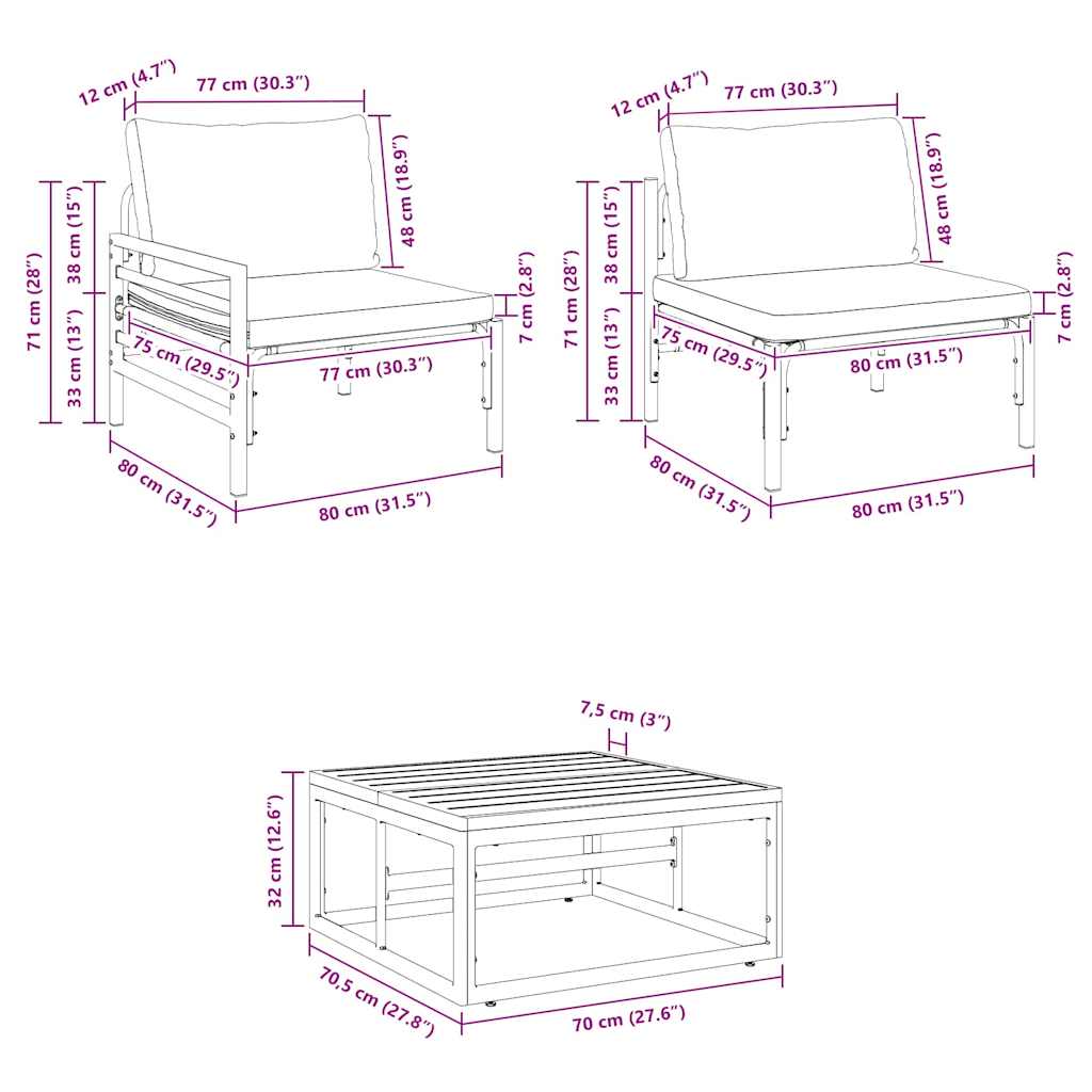 Gartensofa-set 5 stk. Schwarz Stahl
