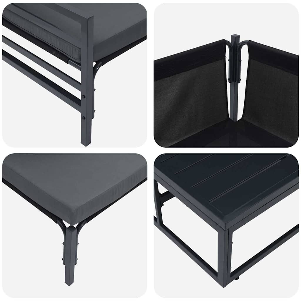 Gartensofa-set mit Kissen 8 pcs Schwarz Stahl