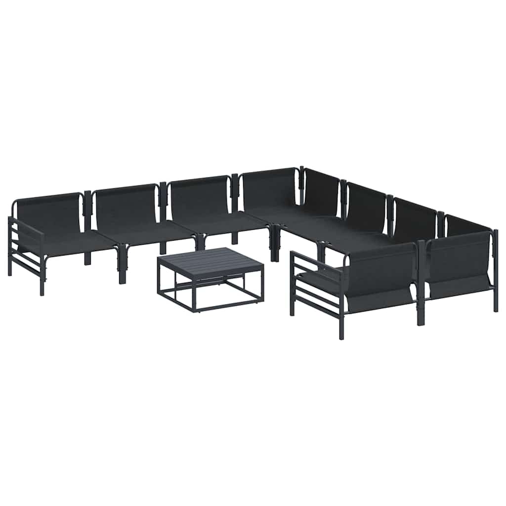 Gartensofa-set mit Kissen 9 pcs Schwarz Stahl
