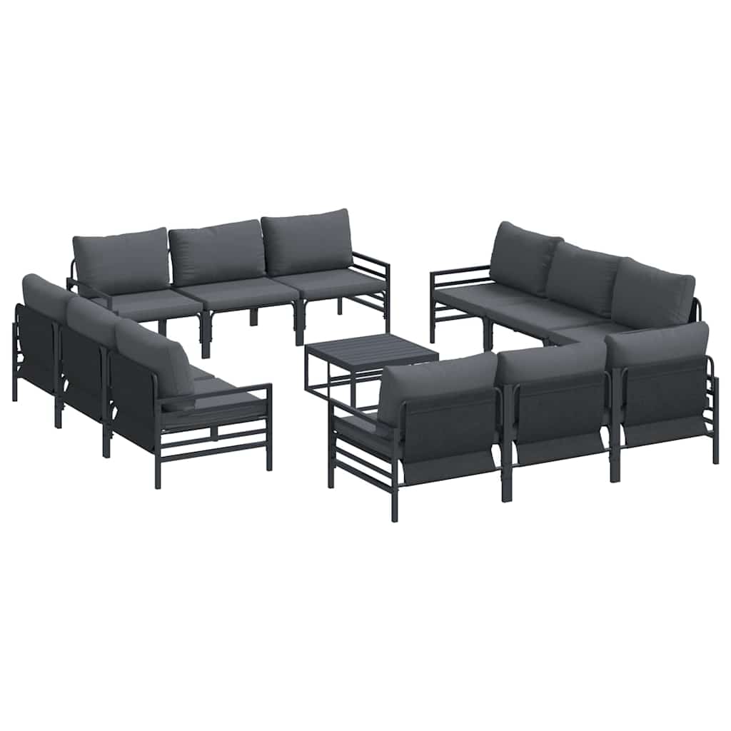 Gartensofa-set mit Kissen 13 pcs Schwarz Stahl