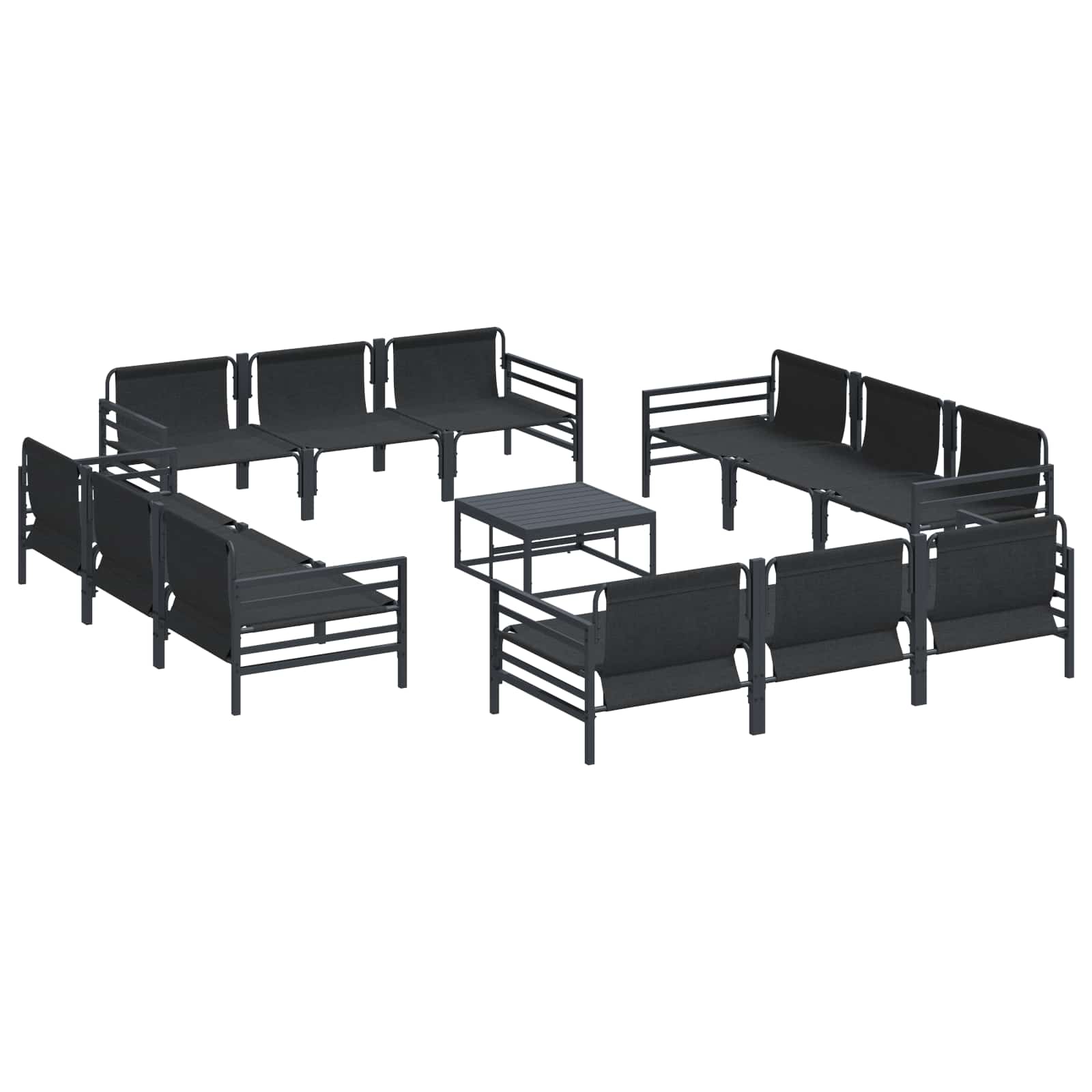 Gartensofa-set mit Kissen 13 pcs Schwarz Stahl