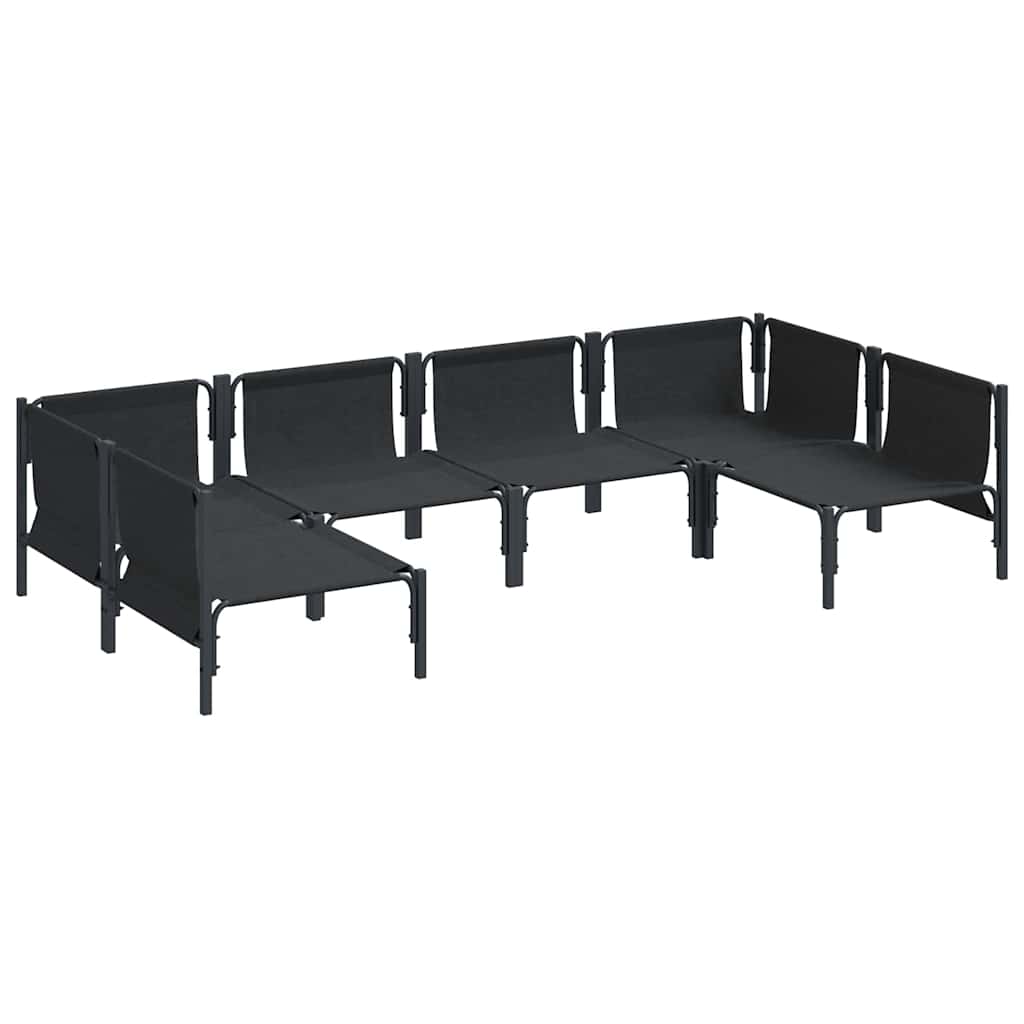 Gartensofa-set mit Kissen 6 pcs Schwarz Stahl