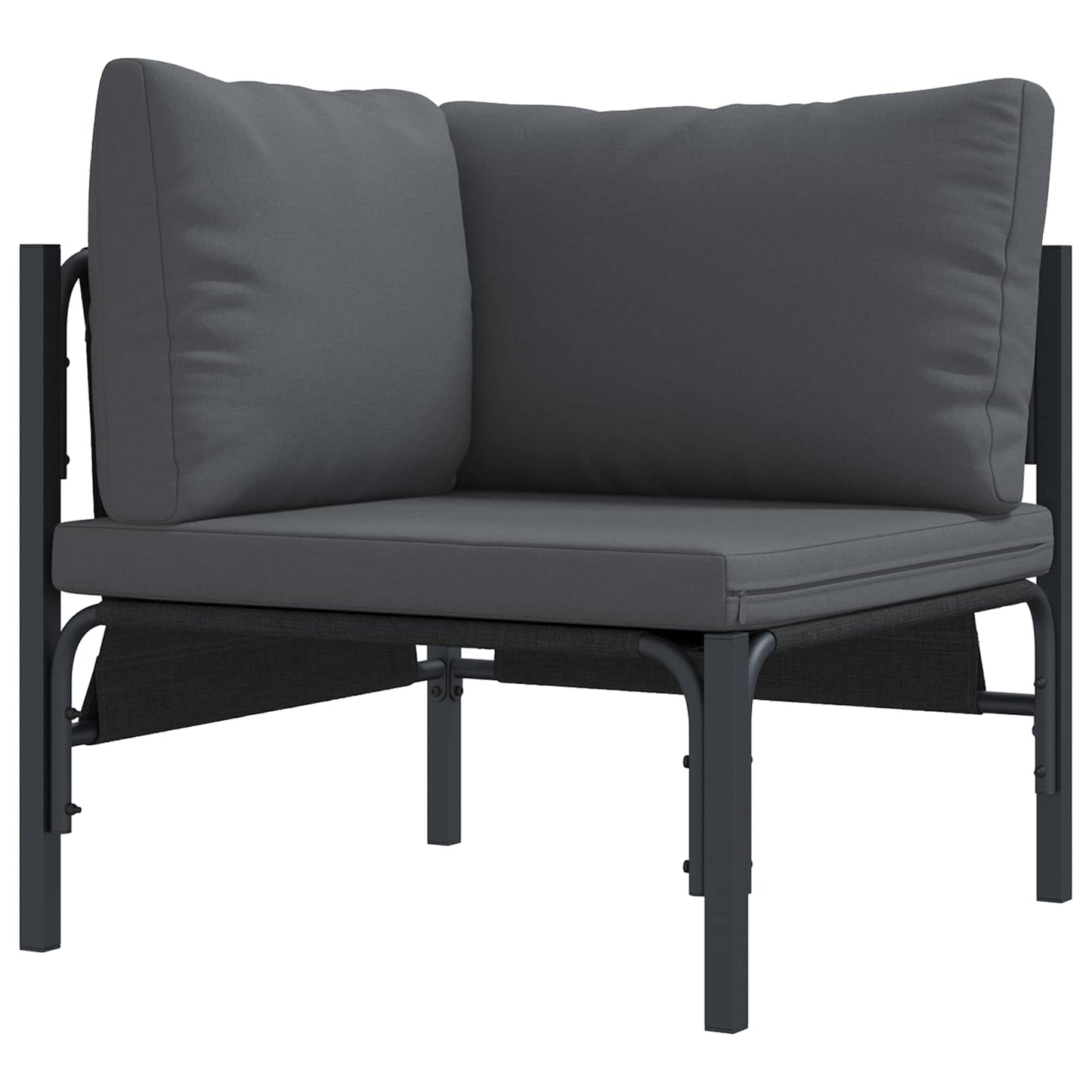 Gartensofa-set mit Kissen 7 pcs Schwarz Stahl