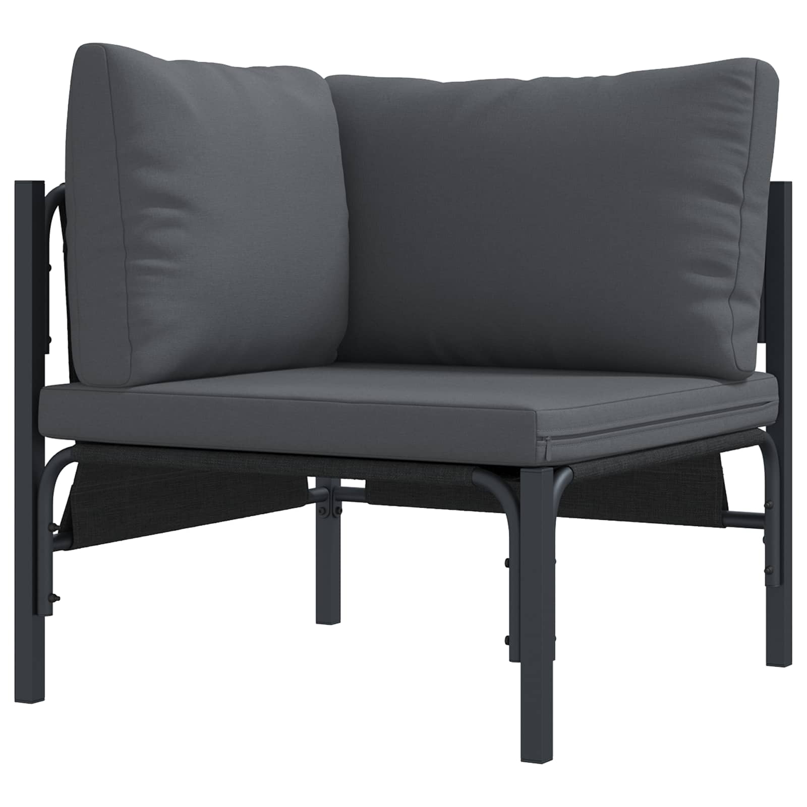 Gartensofa-set mit Kissen 7 pcs Schwarz Stahl