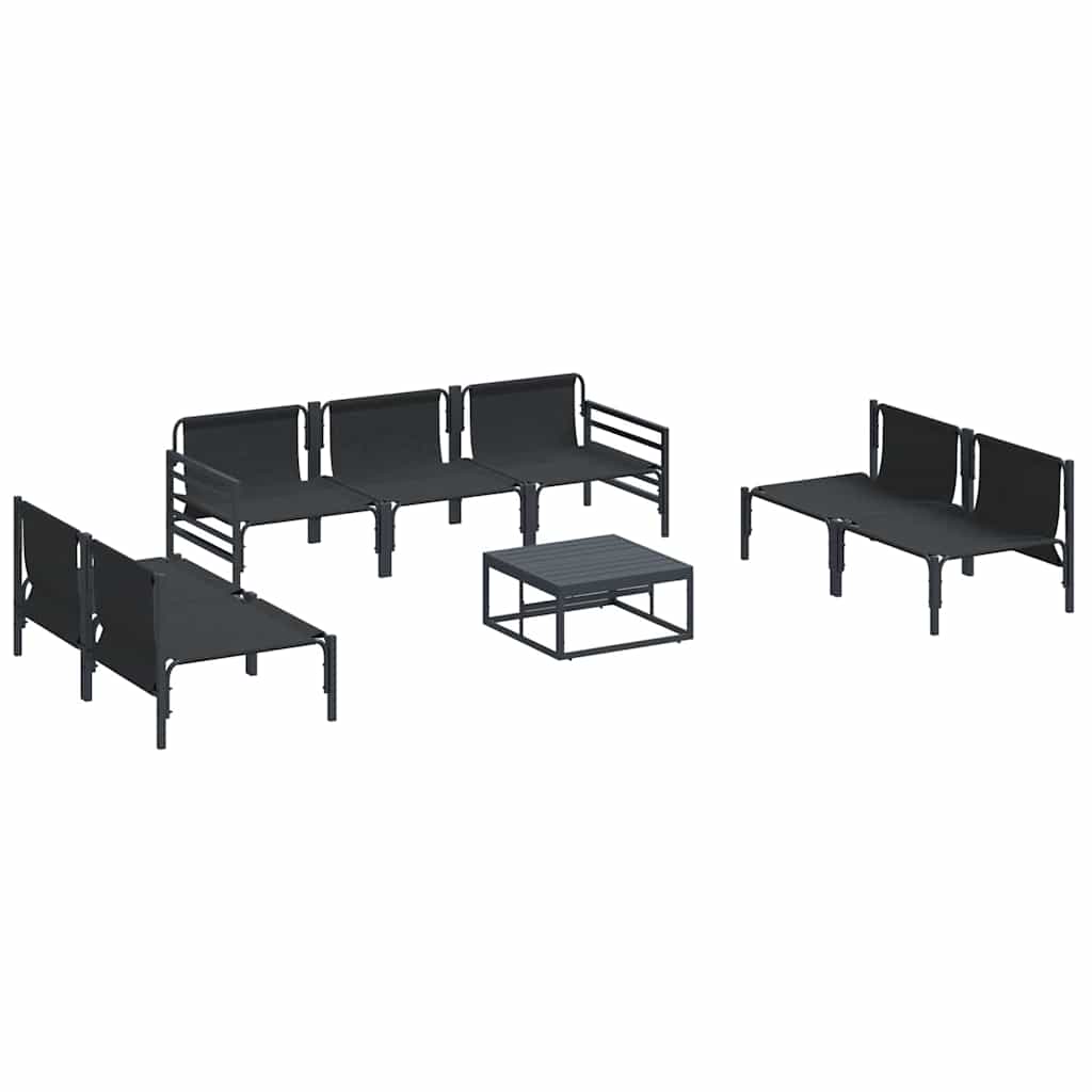 Gartensofa-set mit Kissen 8 pcs Schwarz Stahl