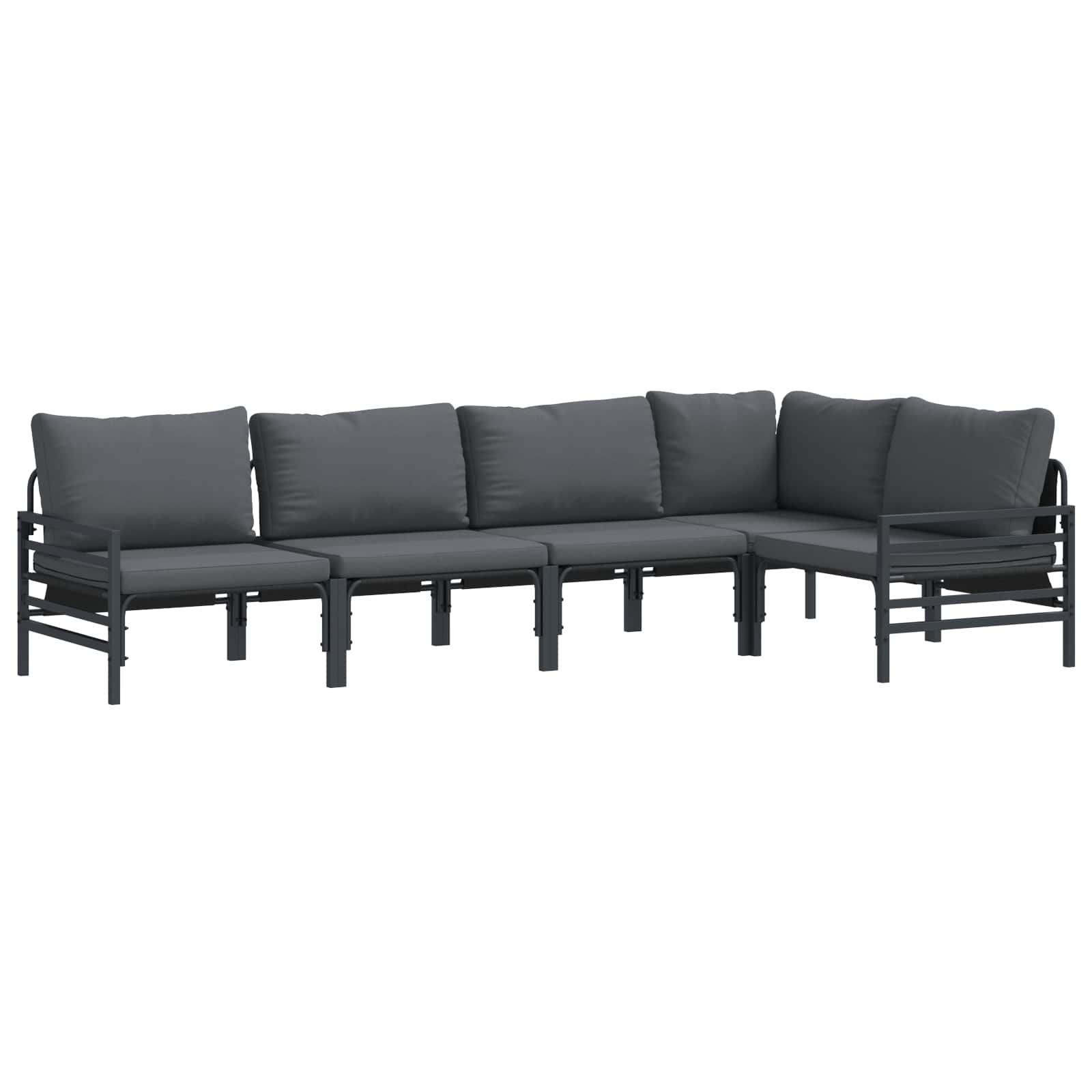 Gartensofa-set 5 stk. Schwarz Stahl