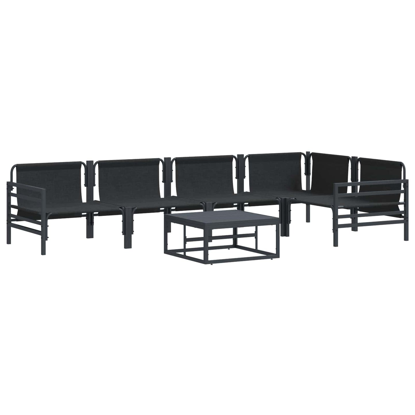 Gartensofa-set 6 stk. Schwarz Stahl