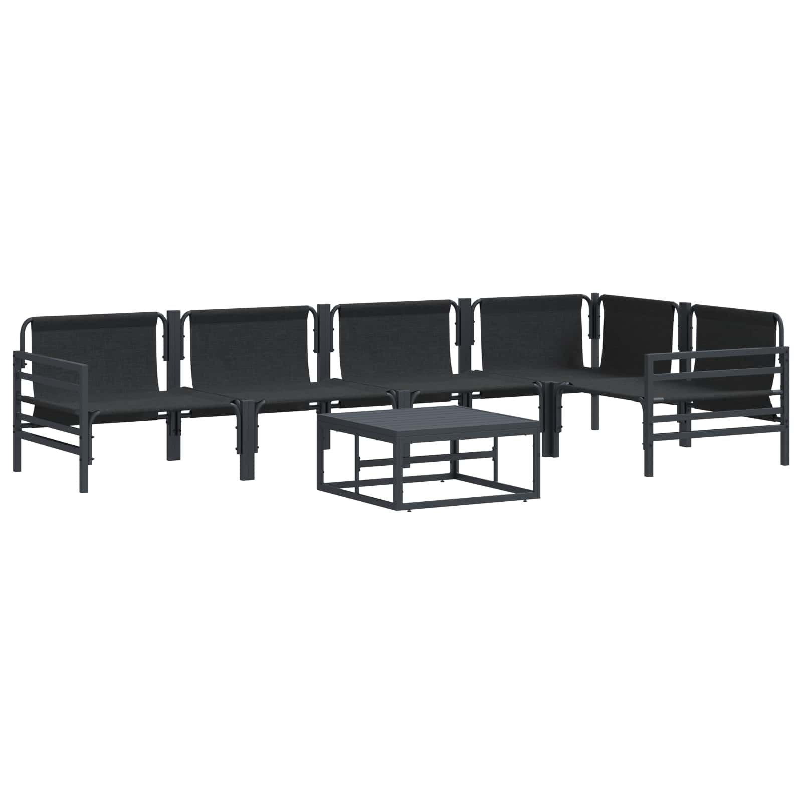 Gartensofa-set 6 stk. Schwarz Stahl