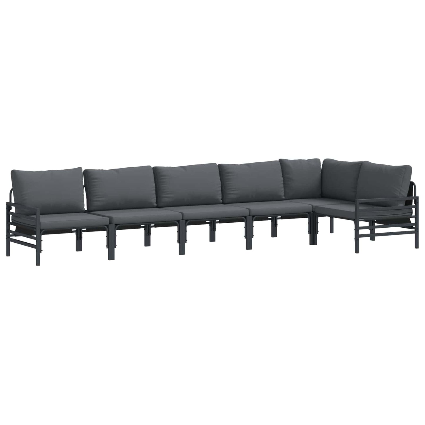 Gartensofa-set mit Kissen 6 pcs Schwarz Stahl