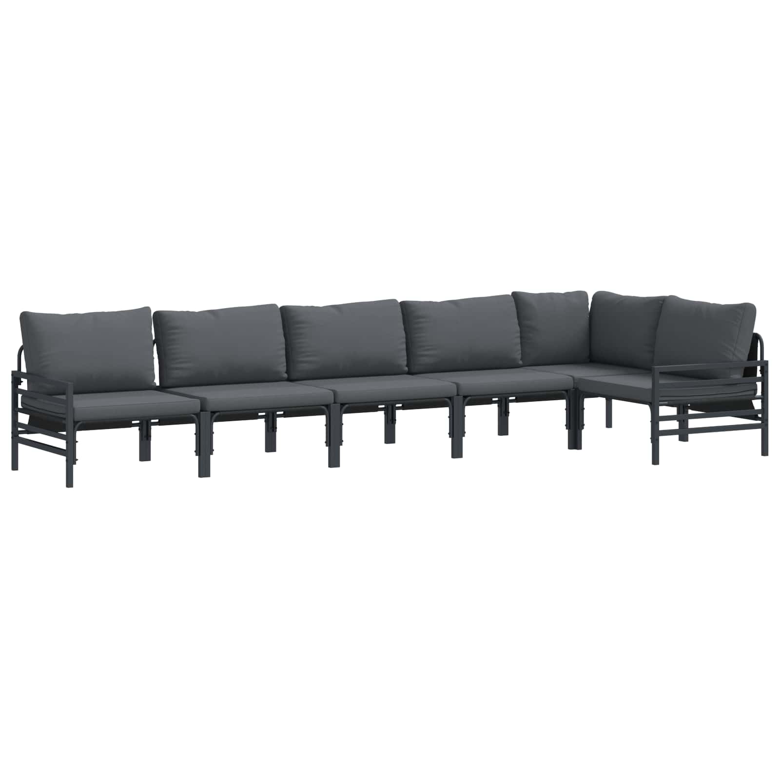 Gartensofa-set mit Kissen 6 pcs Schwarz Stahl