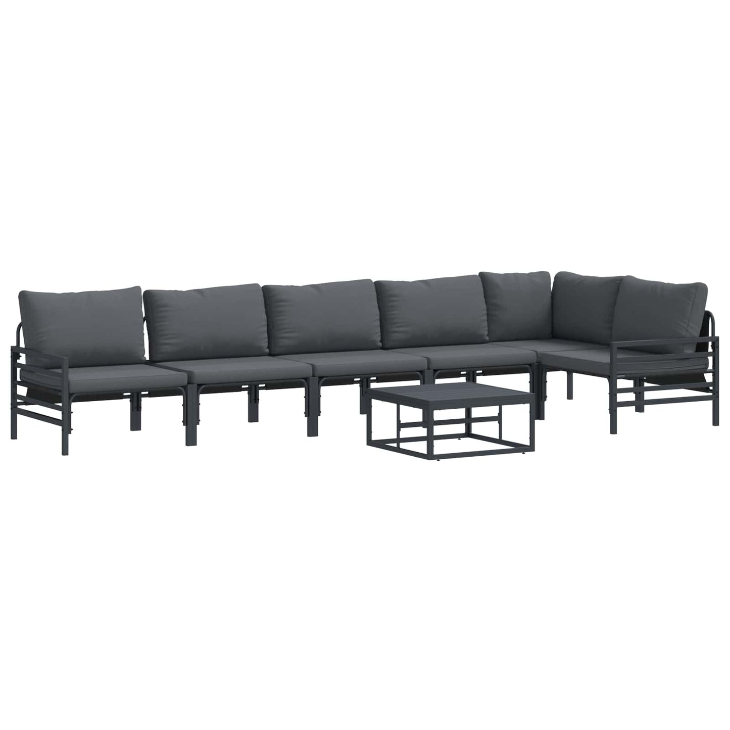 Gartensofa-set mit Kissen 7 pcs Schwarz Stahl